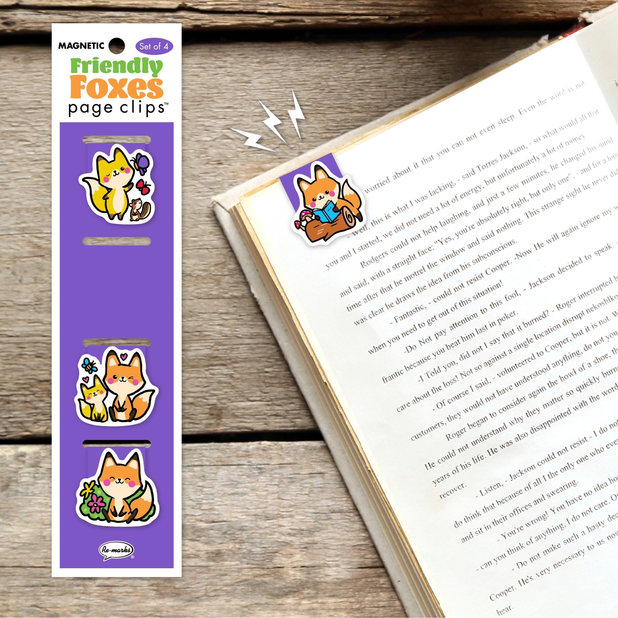 Friendly Foxes Page Clip Bookmarks Set of 4