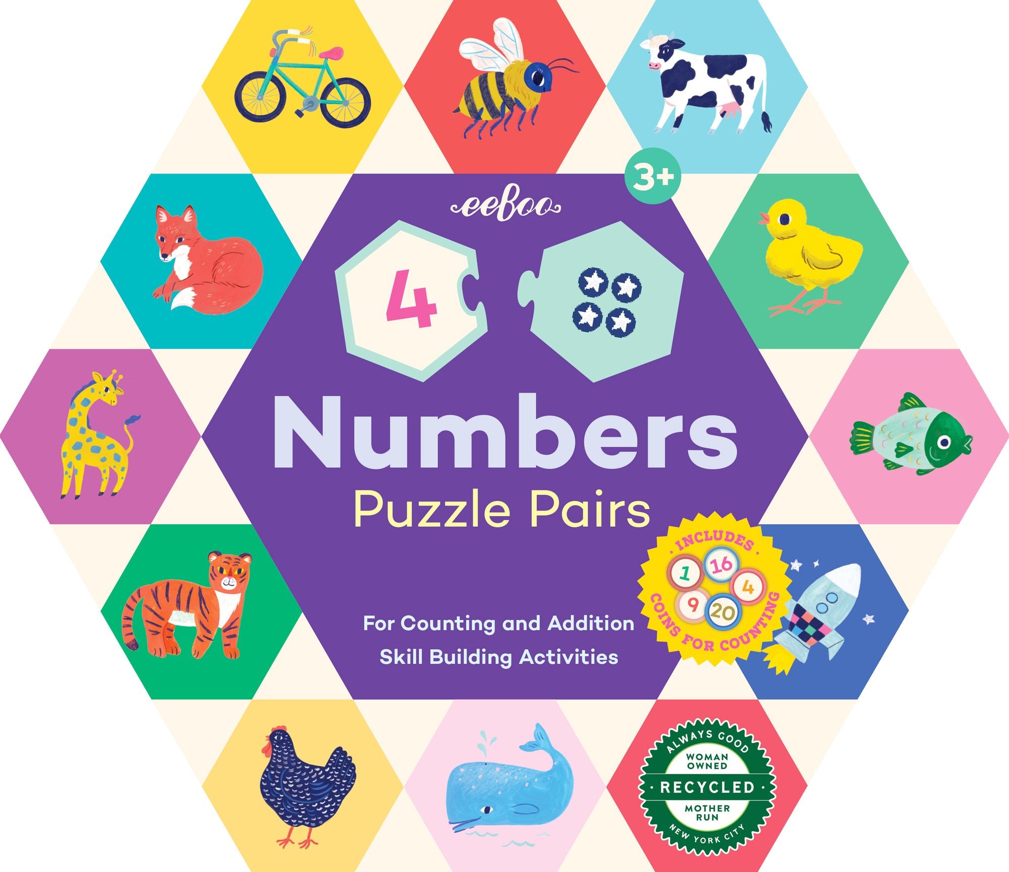 Numbers Hexagon Puzzle Pairs