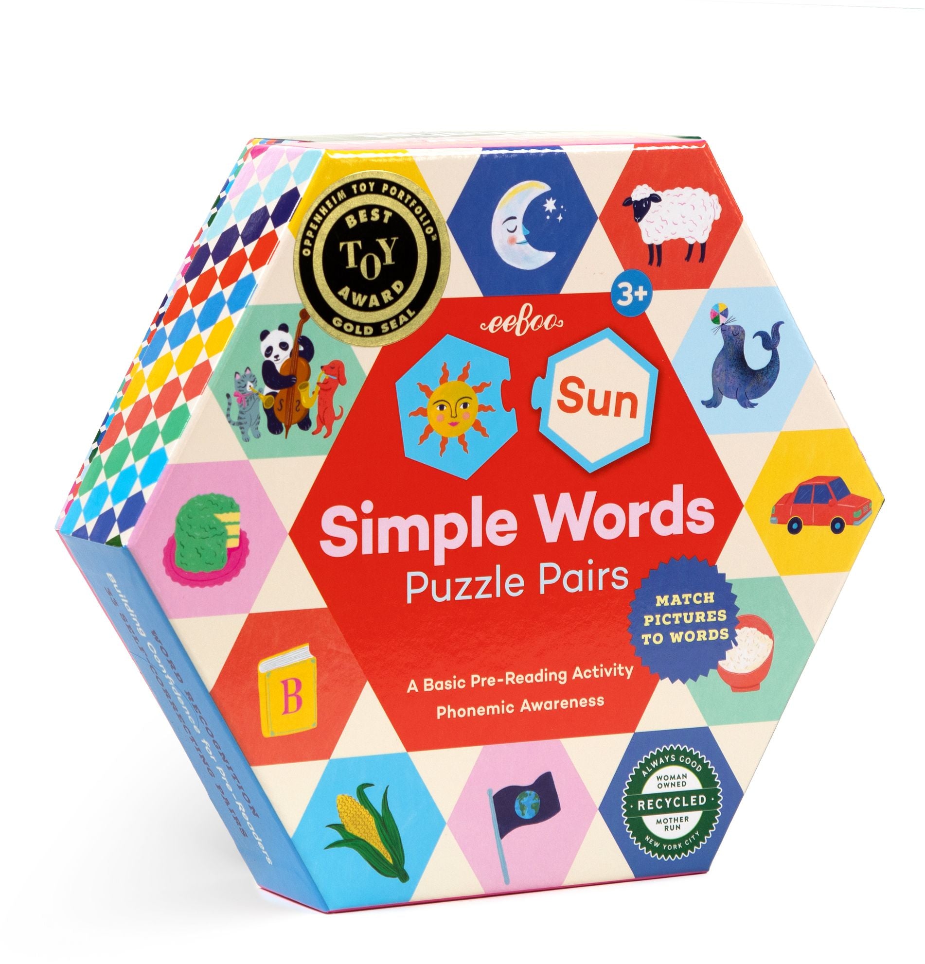 Simple Words Hexagon Puzzle Pairs
