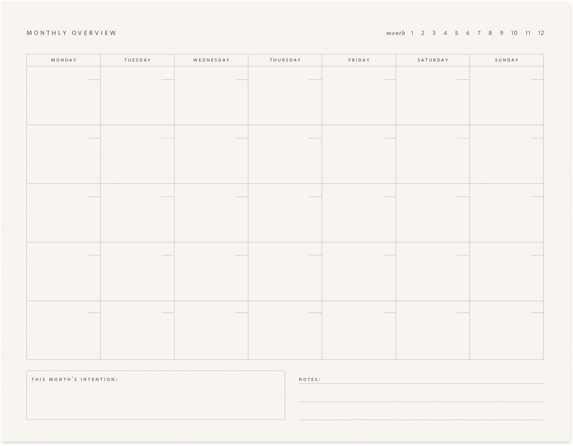 MONTHLY OVERVIEW NOTEPAD