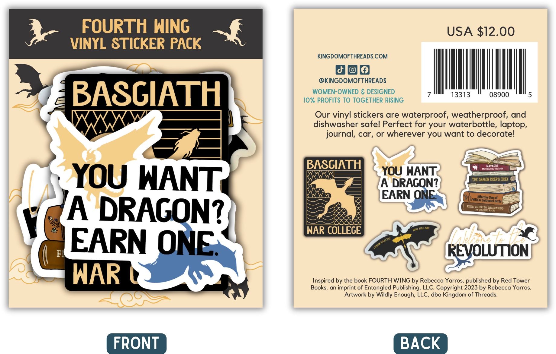 Fourth Wing Vinyl 5-Sticker Pack