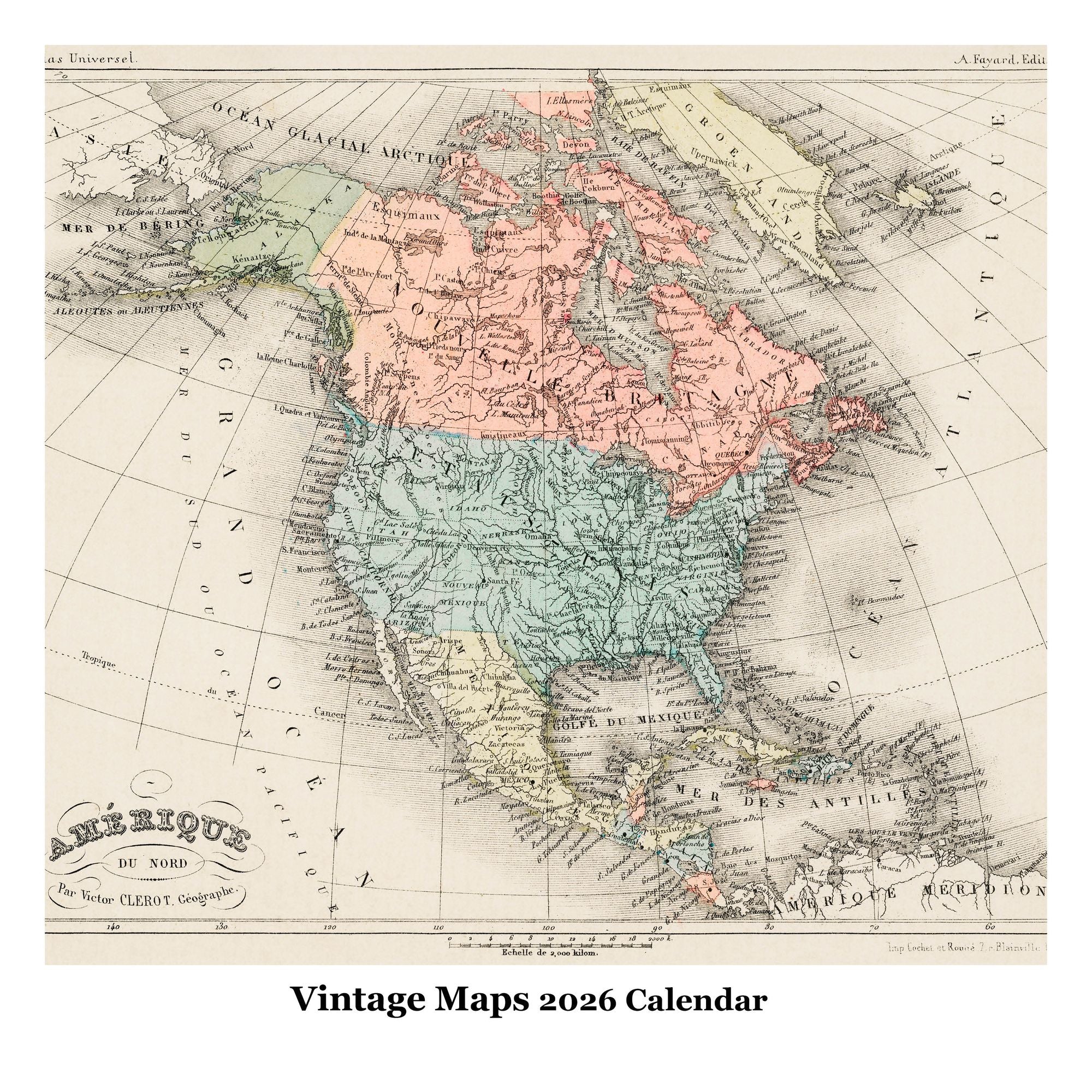 2026 Vintage Maps Wall Calendar