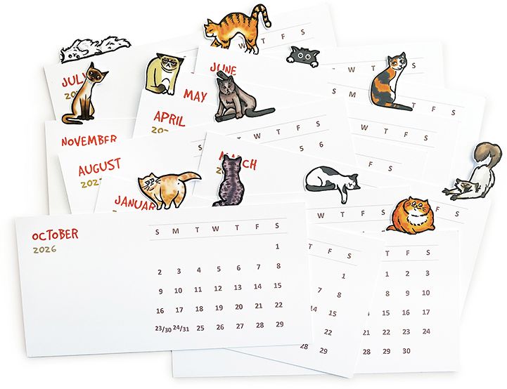 2026 Die Cut Cats Desk Calendar