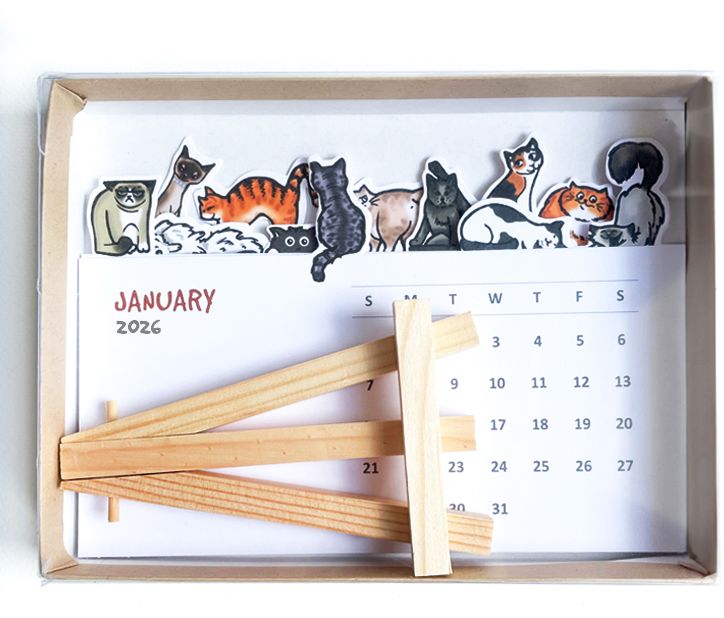 2026 Die Cut Cats Desk Calendar