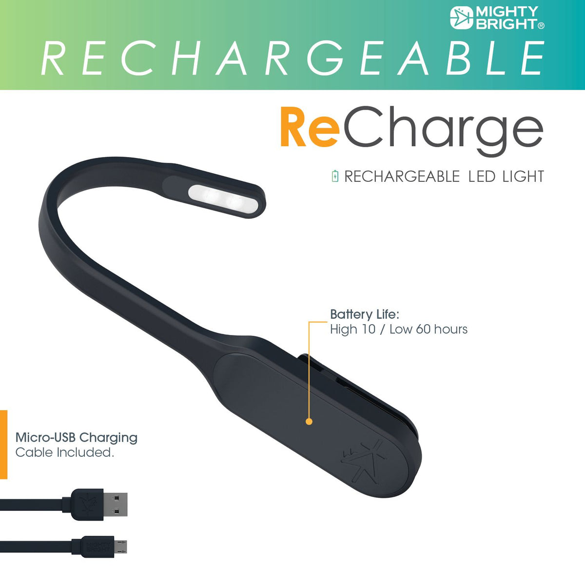 Mighty Bright Recharge Book Light Black