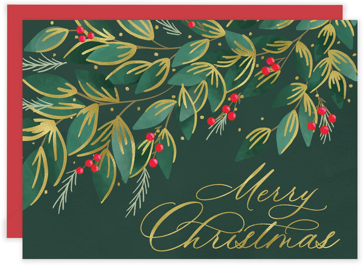 Gilded Holly Holiday Stationery Set of 14