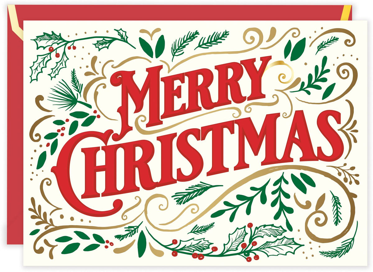 Merry Christmas Scroll Holiday Stationery Set of 10