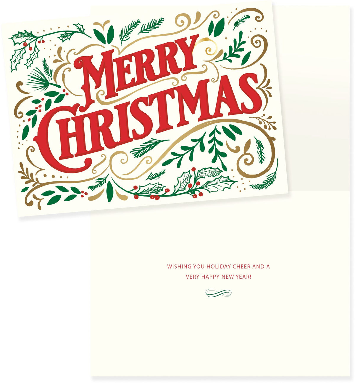 Merry Christmas Scroll Holiday Stationery Set of 10
