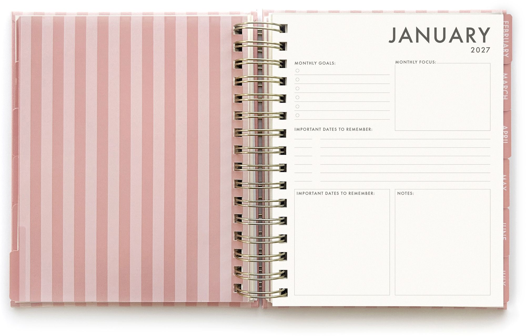 2026-2027 Floral Stripe Frames Die-cut 17-Month Planner