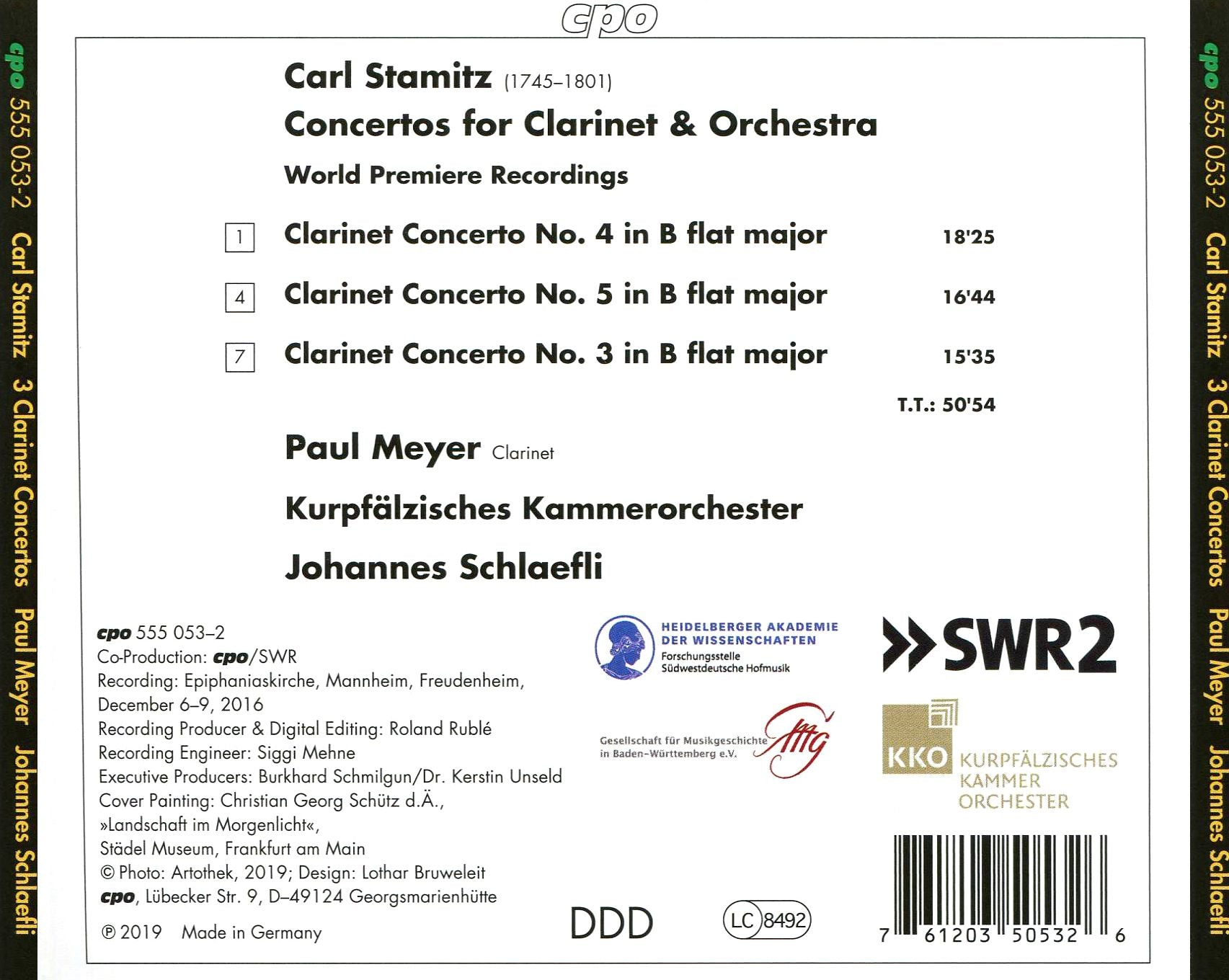 Carl Stamitz: Clarinet Concertos 3-5