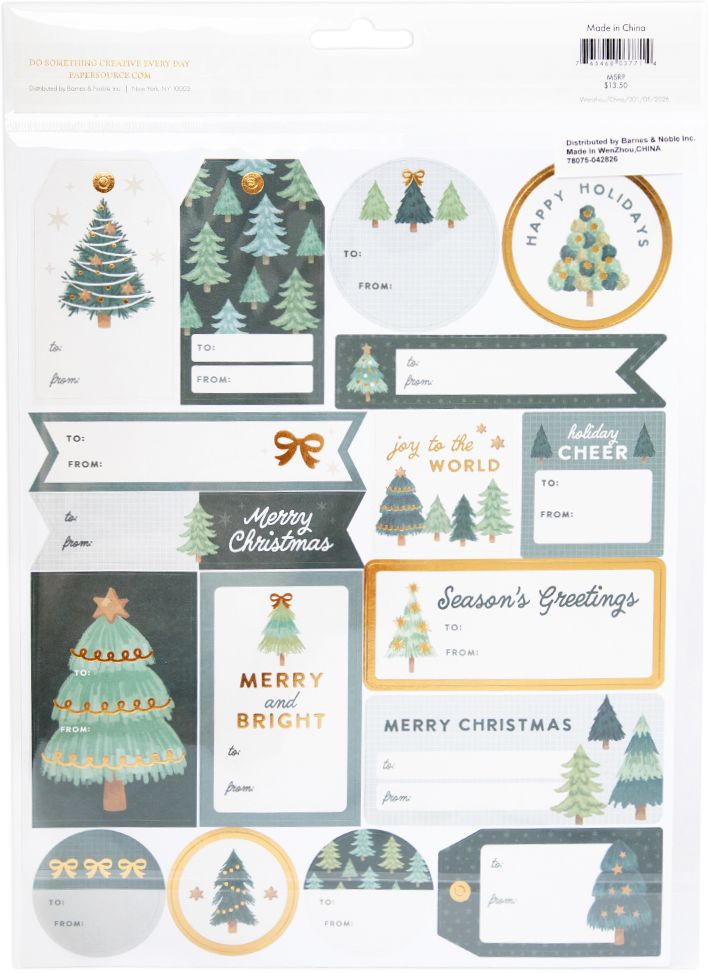Christmas Trees Adhesive Labels