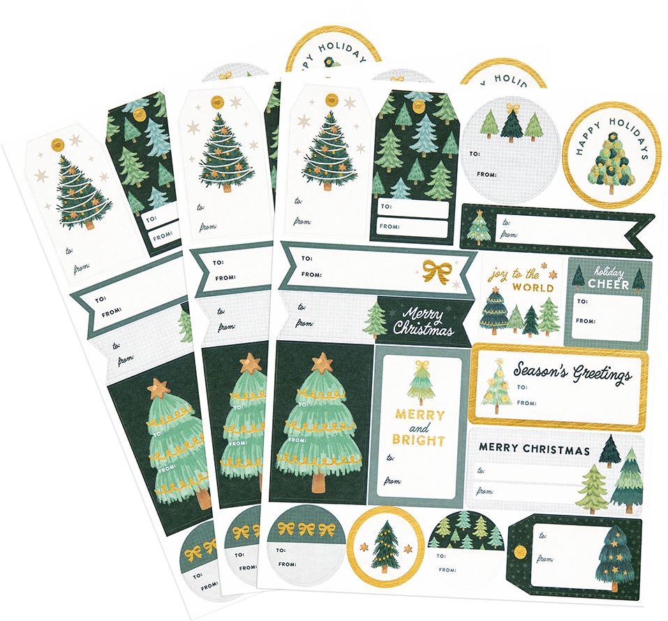 Christmas Trees Adhesive Labels