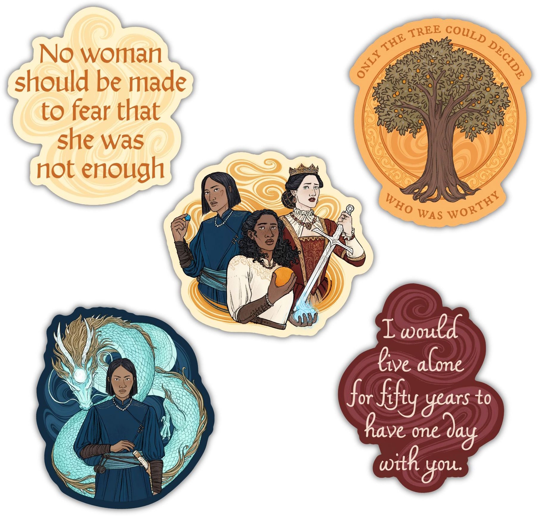 The Priory of the Orange Tree 5-Vinyl Sticker Pack