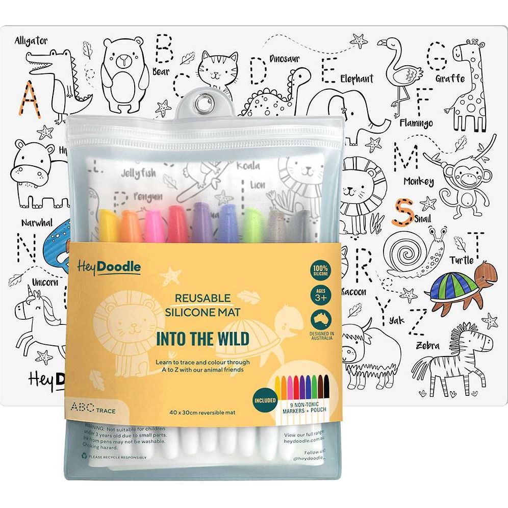 Into The Wild - Reusable silicone A3 mat: A to Z Animals