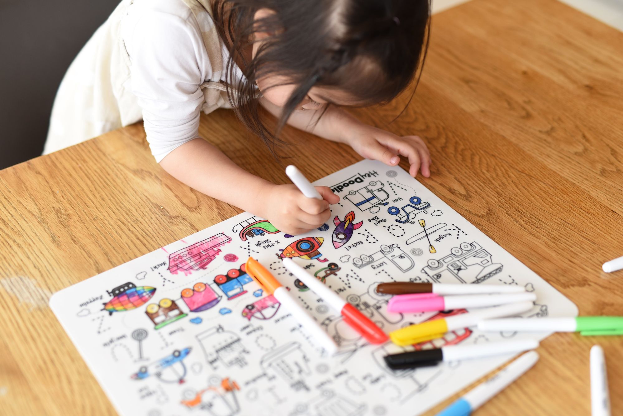 Toot Toot Honk Reusable Silicone Colouring Placemat by HeyDoodle