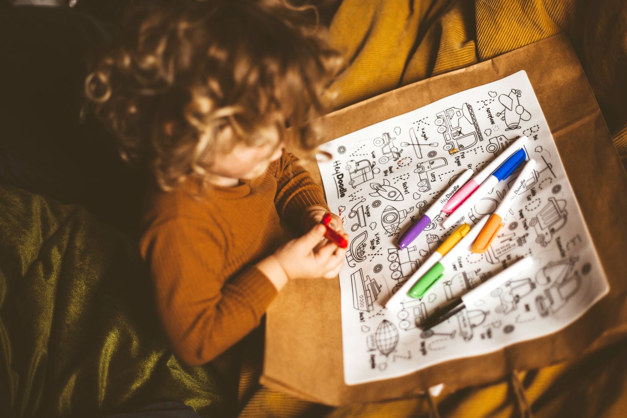 Toot Toot Honk Reusable Silicone Colouring Placemat by HeyDoodle