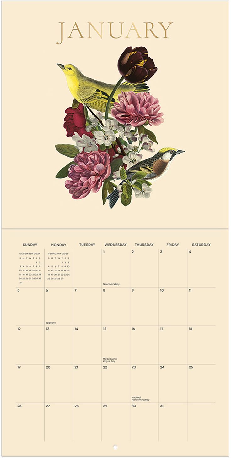 2026 Birds & Blooms Wall Calendar - Exclusive