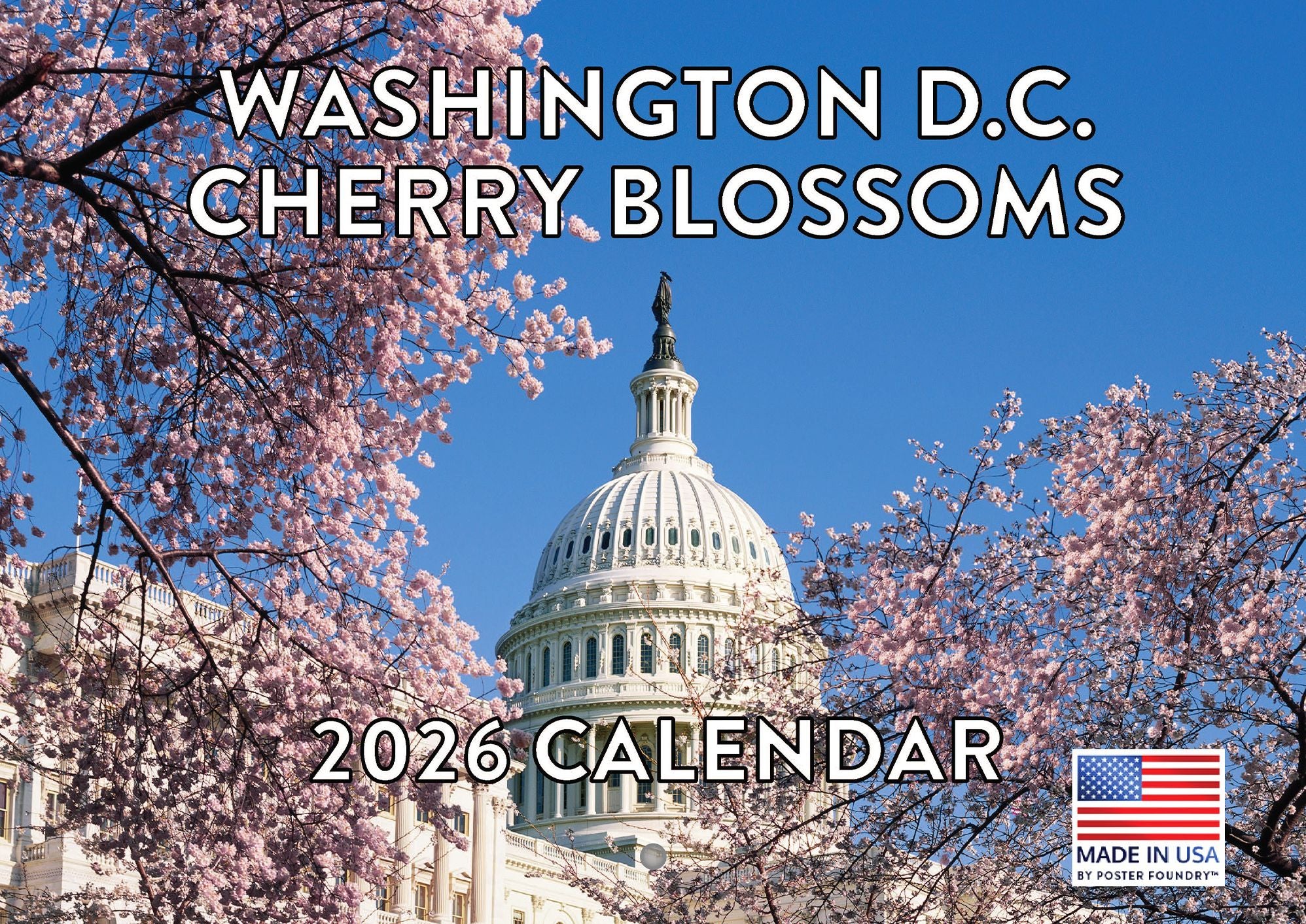 2026 Washington DC Cherry Blossom Monthly Wall Calender