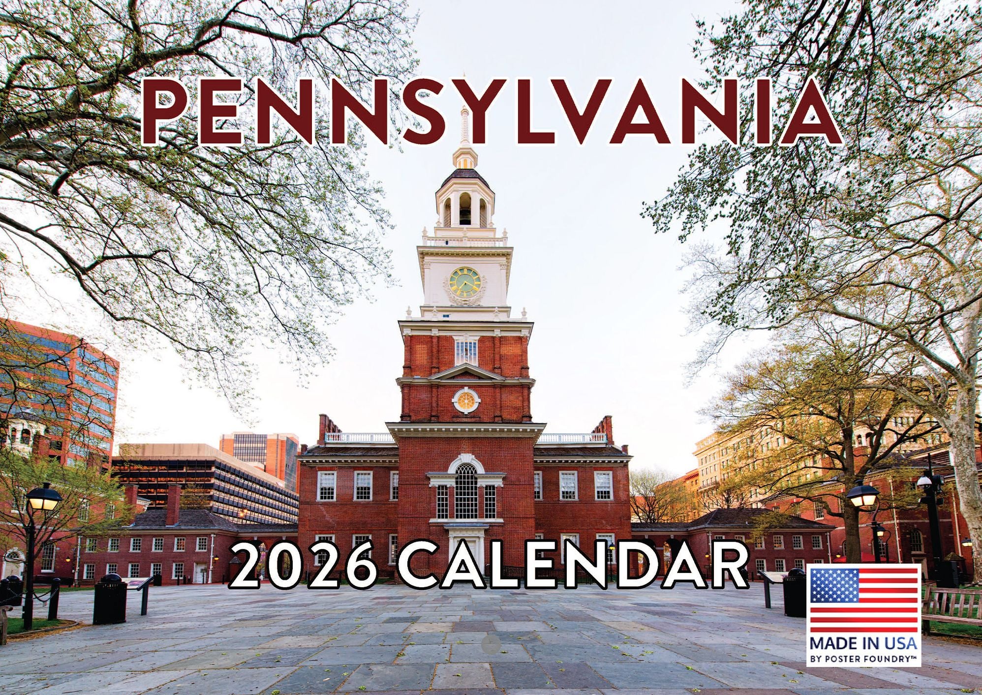2026 Pennsylvania Calendar Monthly Wall Calender 12 Month