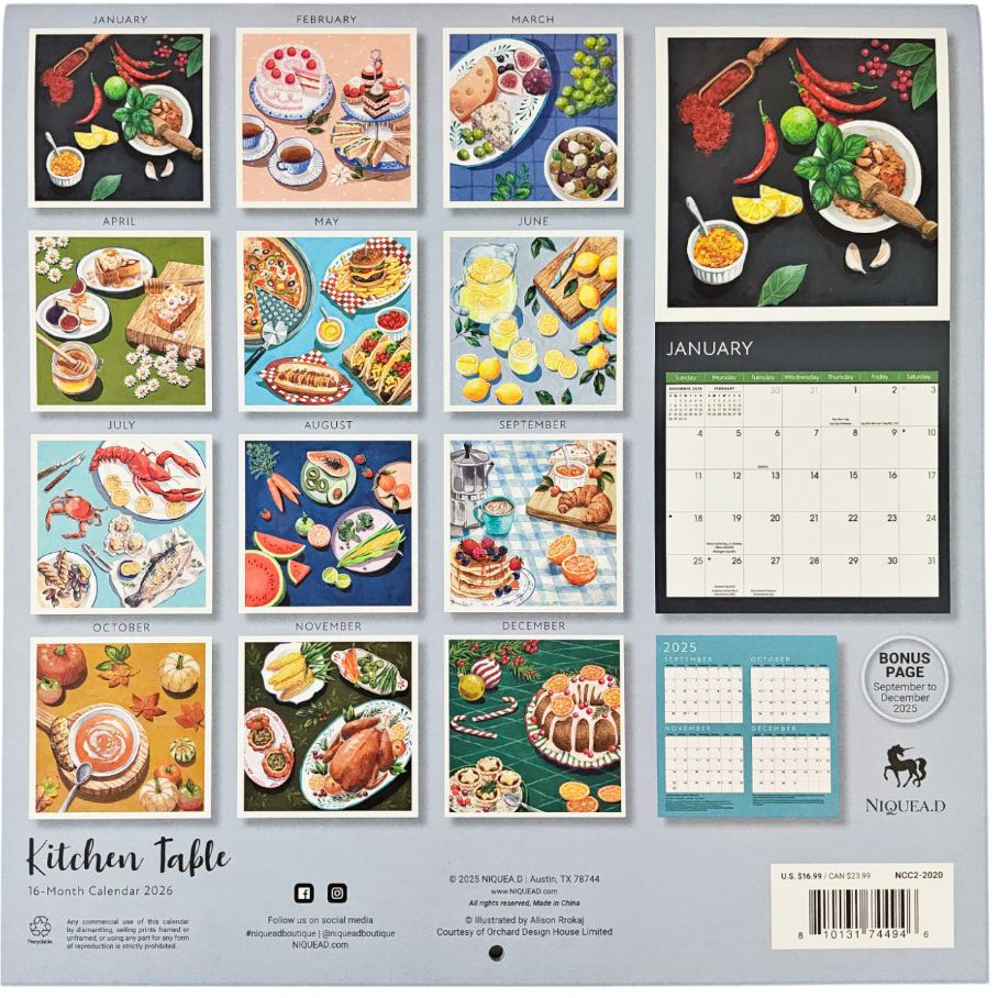 2026 Kitchen Table Wall Calendar