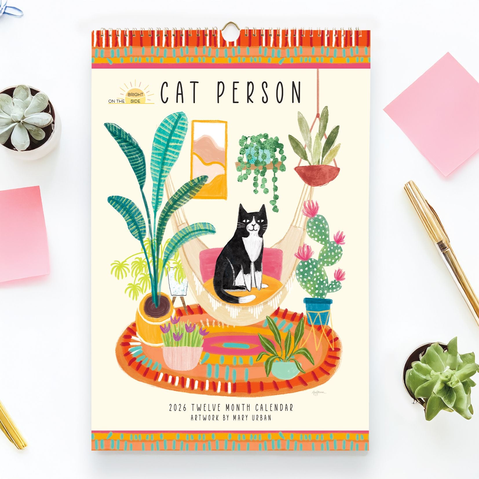 2026 On the Bright Side Cat Person 12 Month Poster Wall Calendar
