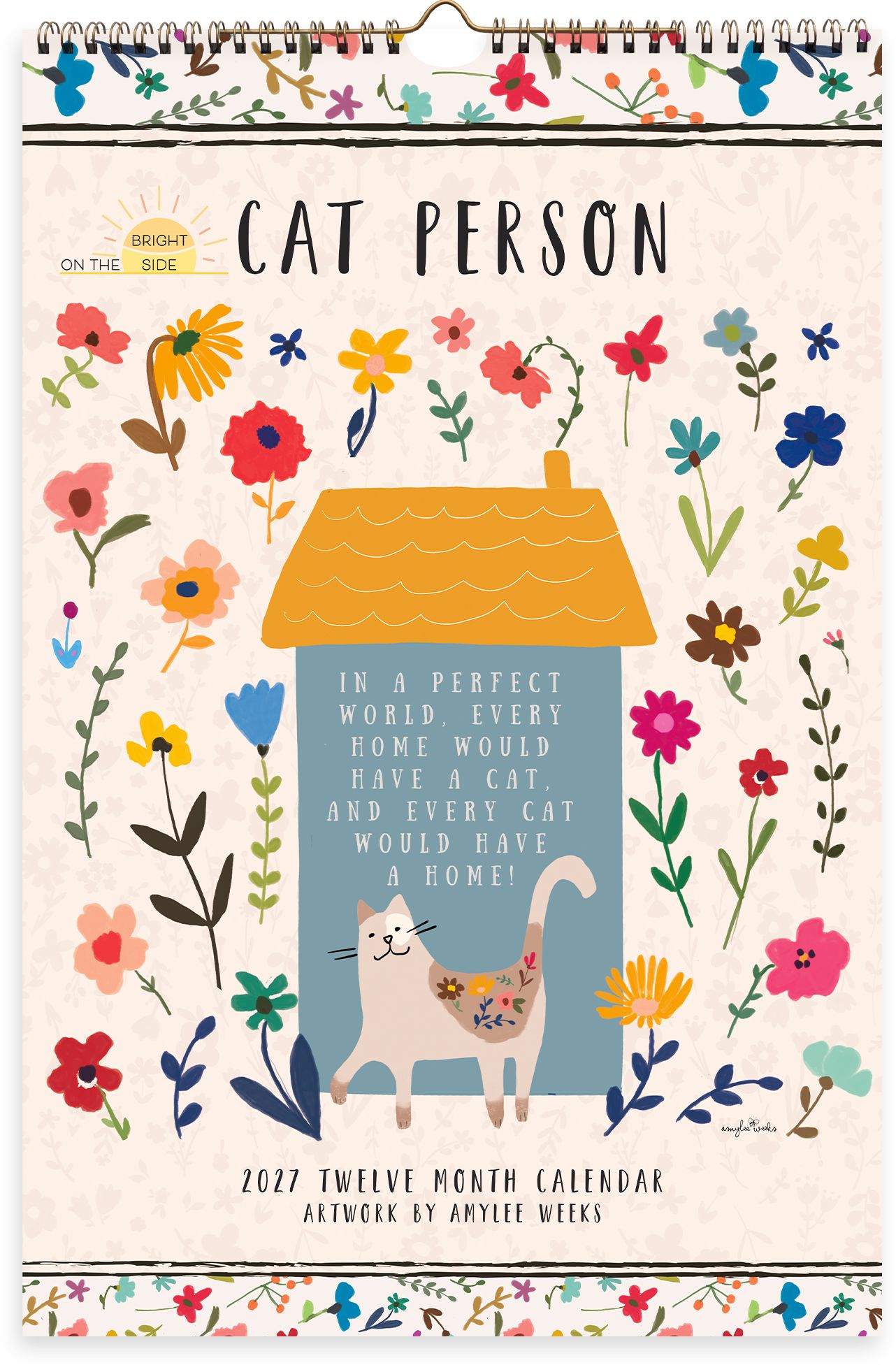 2027 On the Bright Side Cat Person Grid Wall Calendar