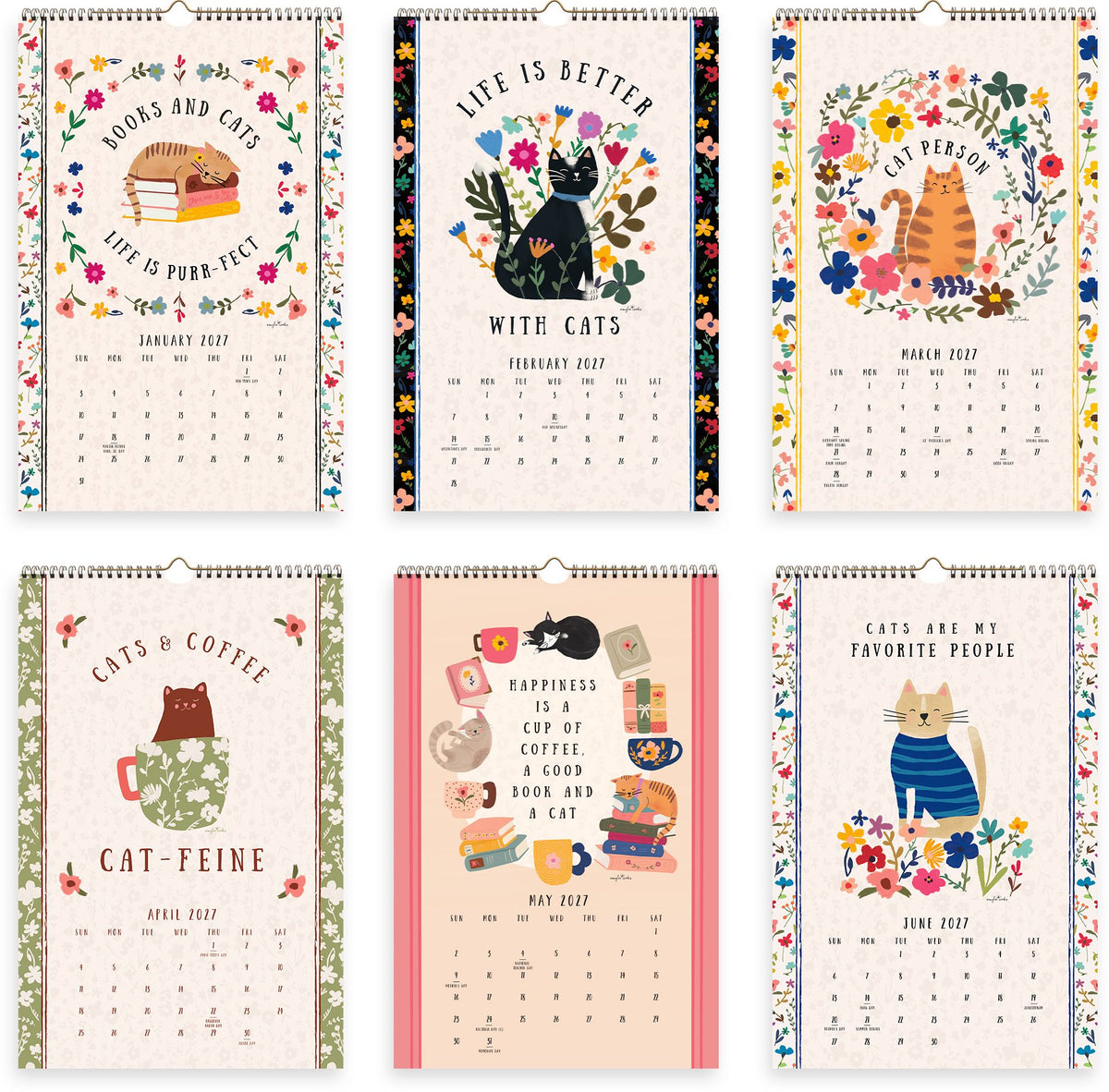 2027 On the Bright Side Cat Person Grid Wall Calendar