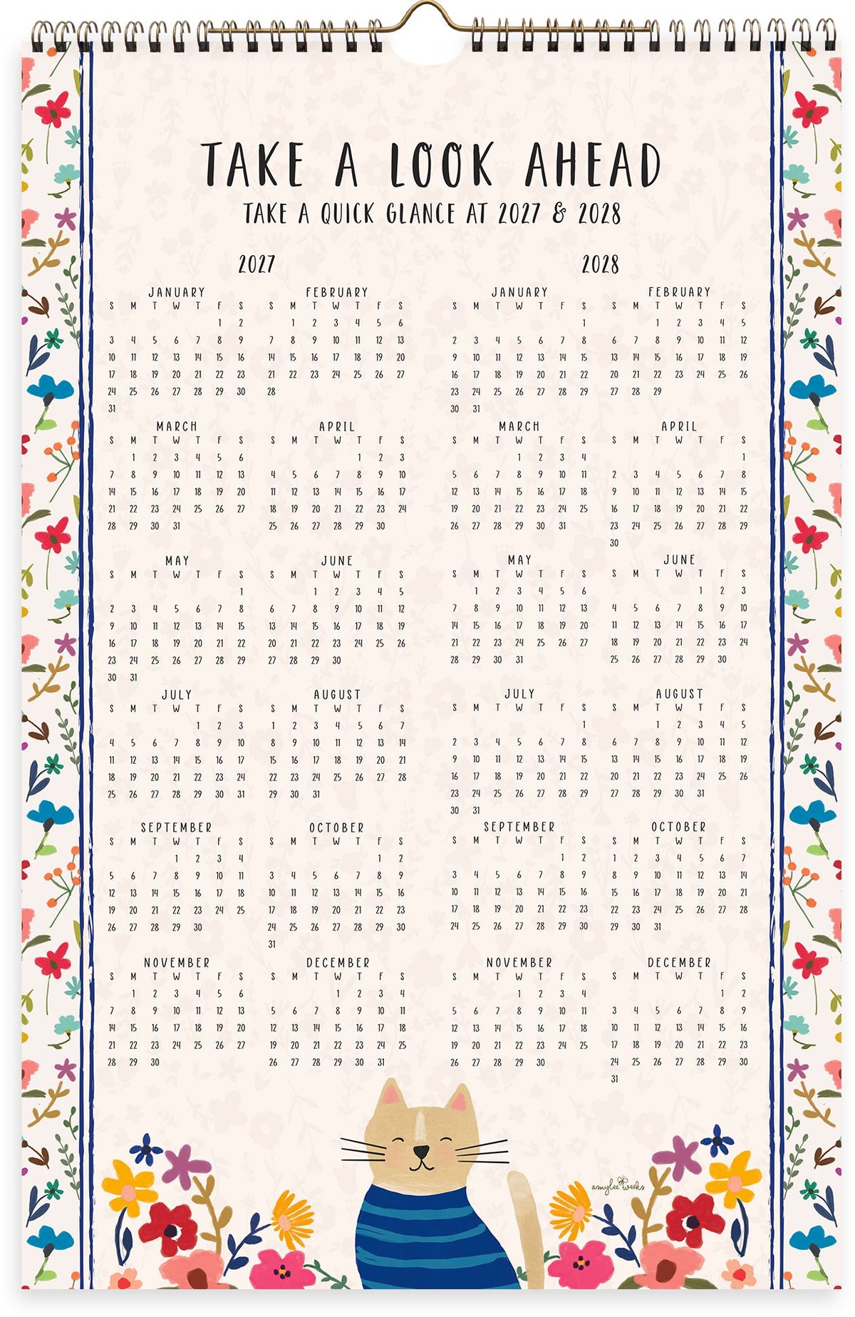 2027 On the Bright Side Cat Person Grid Wall Calendar