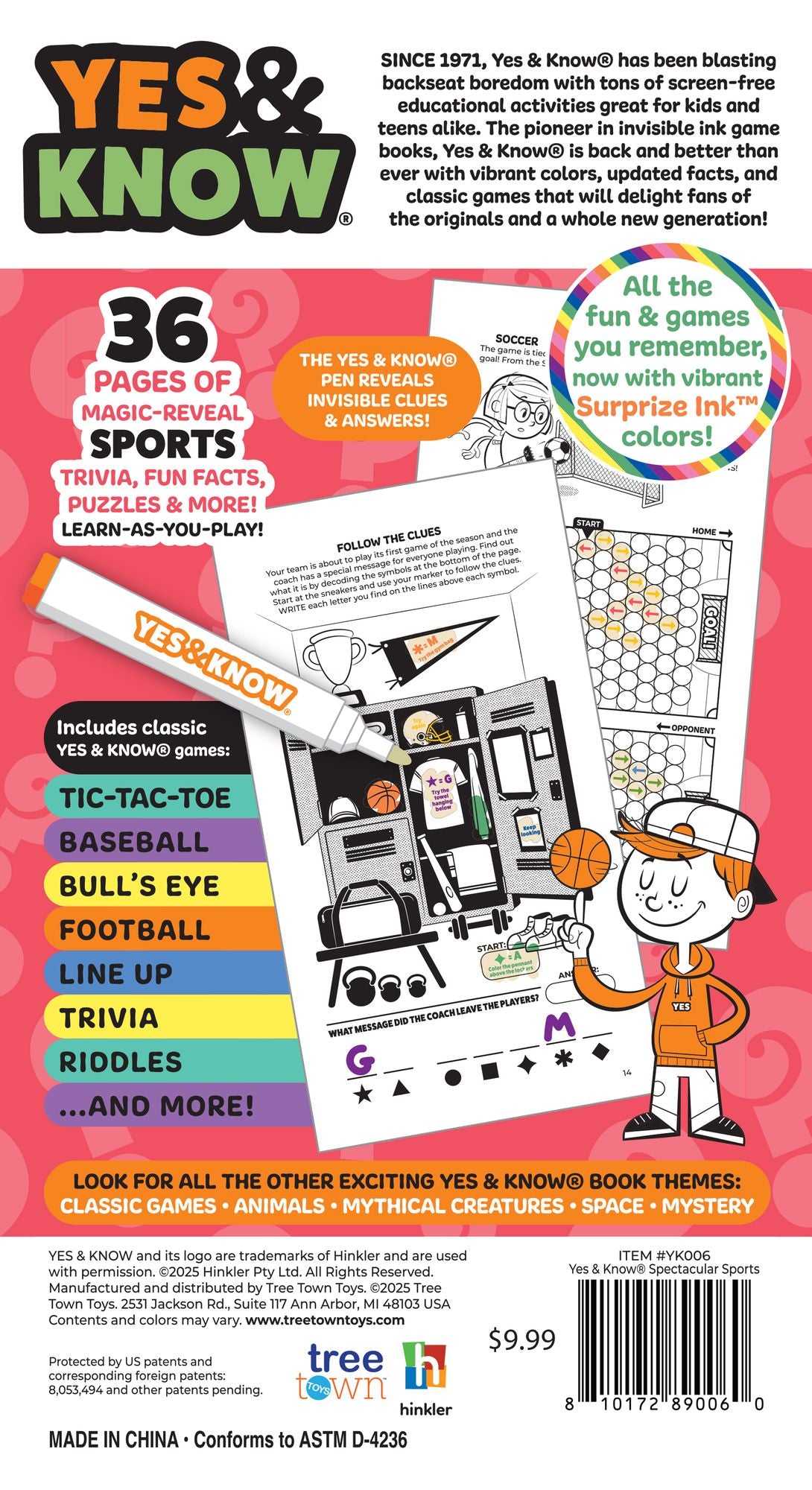 Yes & Know, The Original Invisible Ink Trivia Game Books- Spectacular Sports