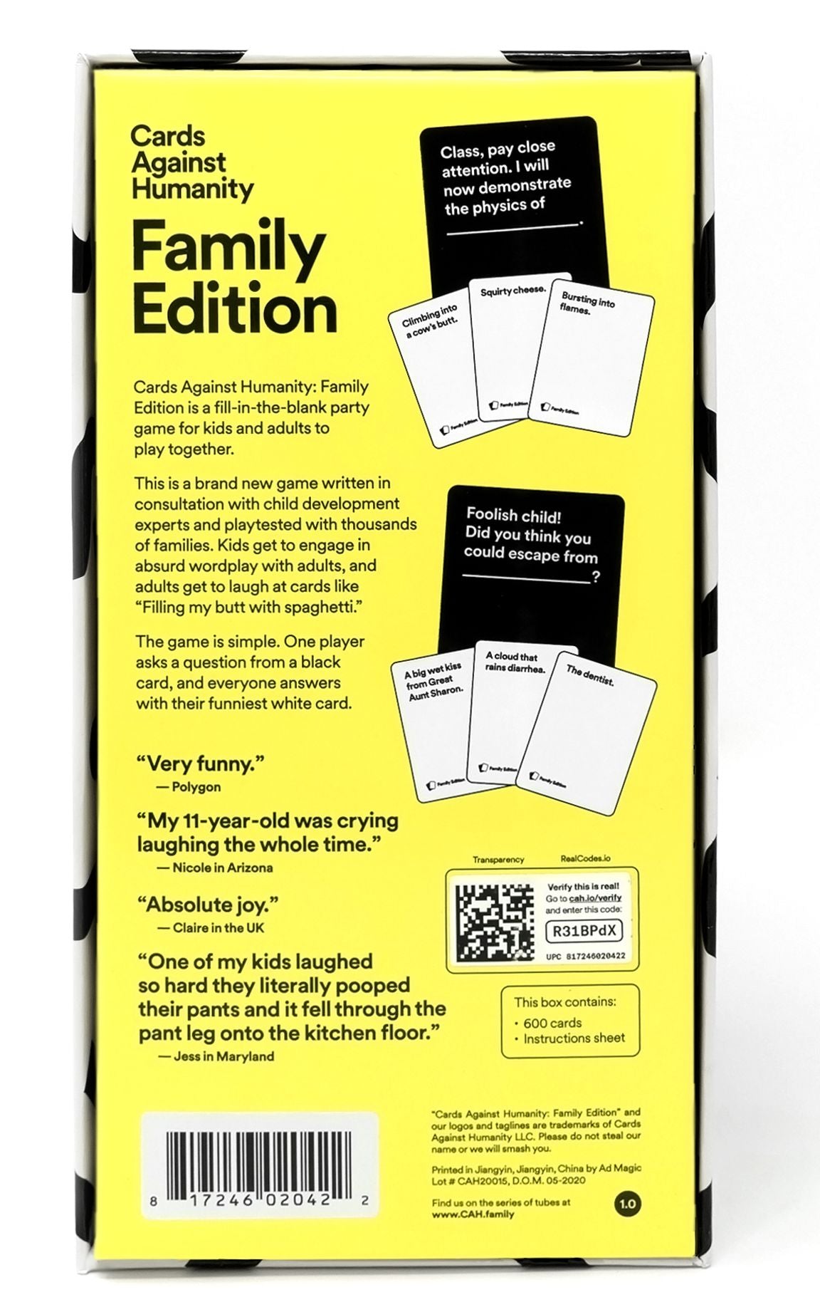 Cards Against Humanity Family Edition Game