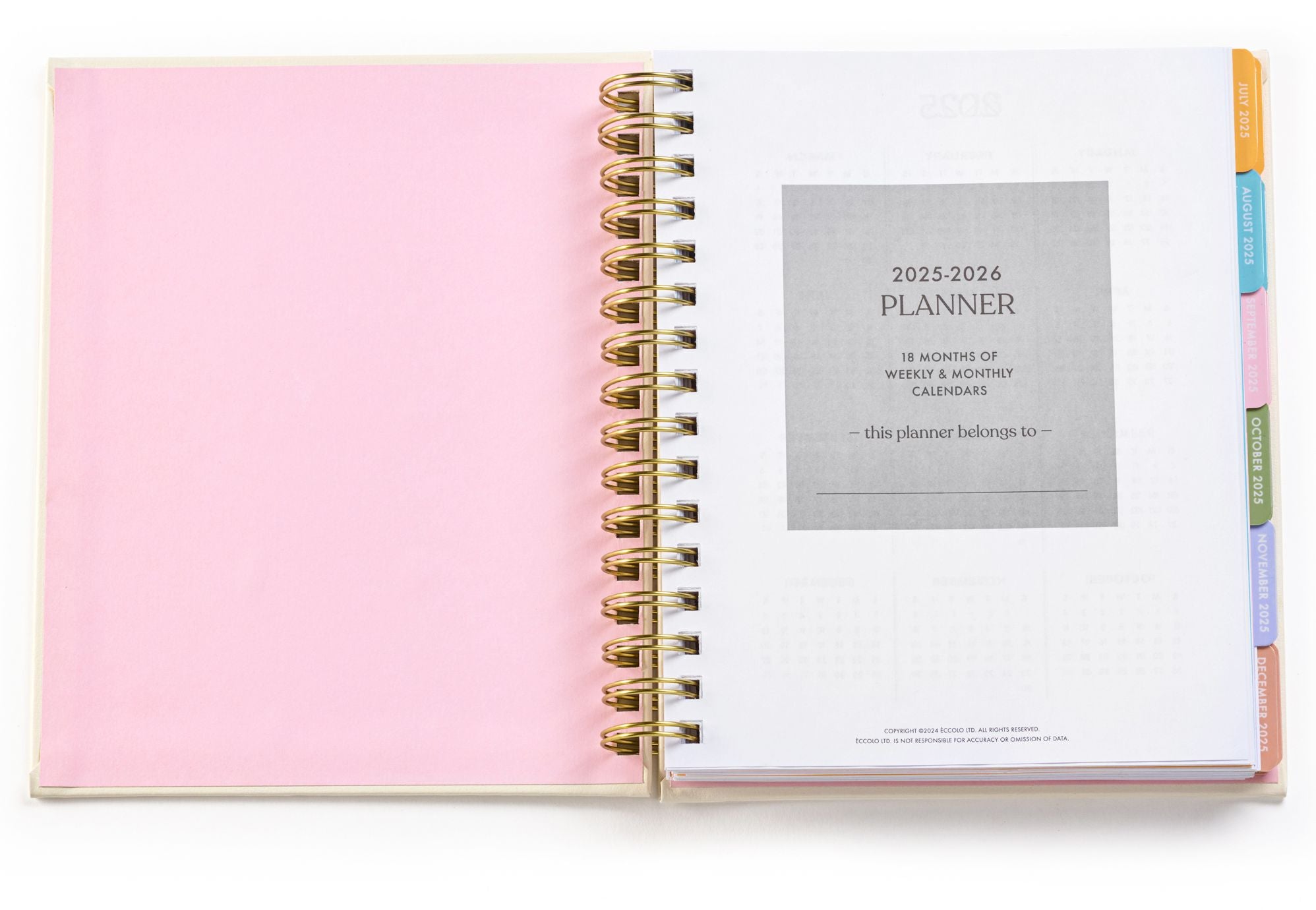2025-2026 Fun Spiral Die-Cut Pink Sunflowers 18-Month Planner