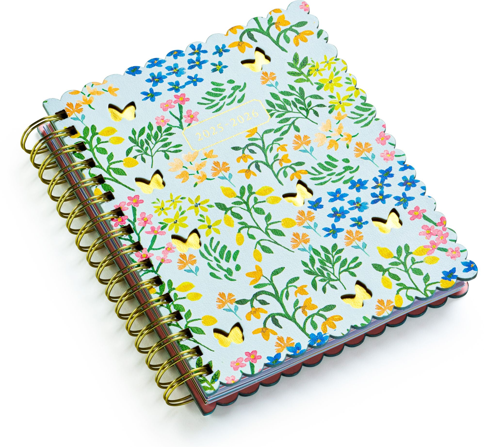 2025-2026 Fun Spiral Die-Cut Butterfly Floral 18-Month Planner