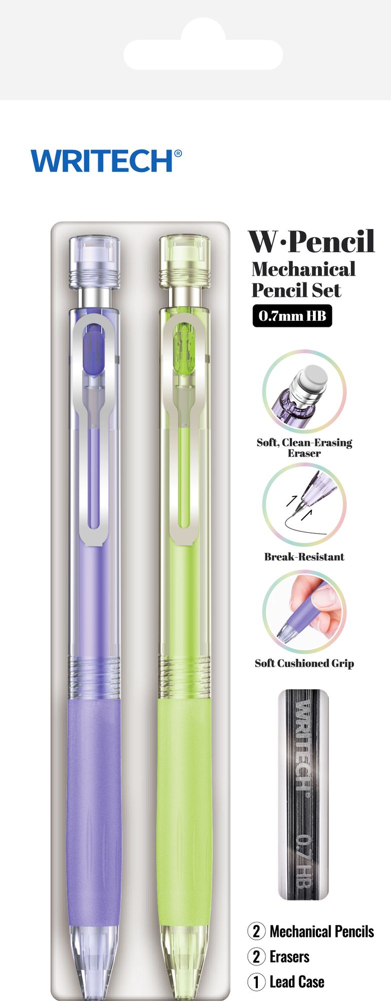W Mechanical Pencil S/2- Purple and Green