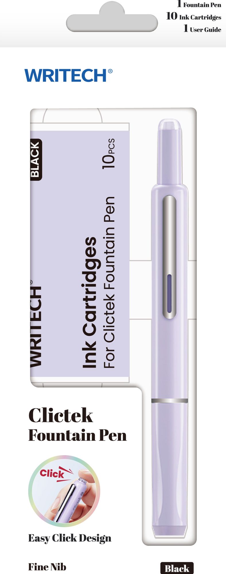 Retractable Lilac Fountain Pen Set