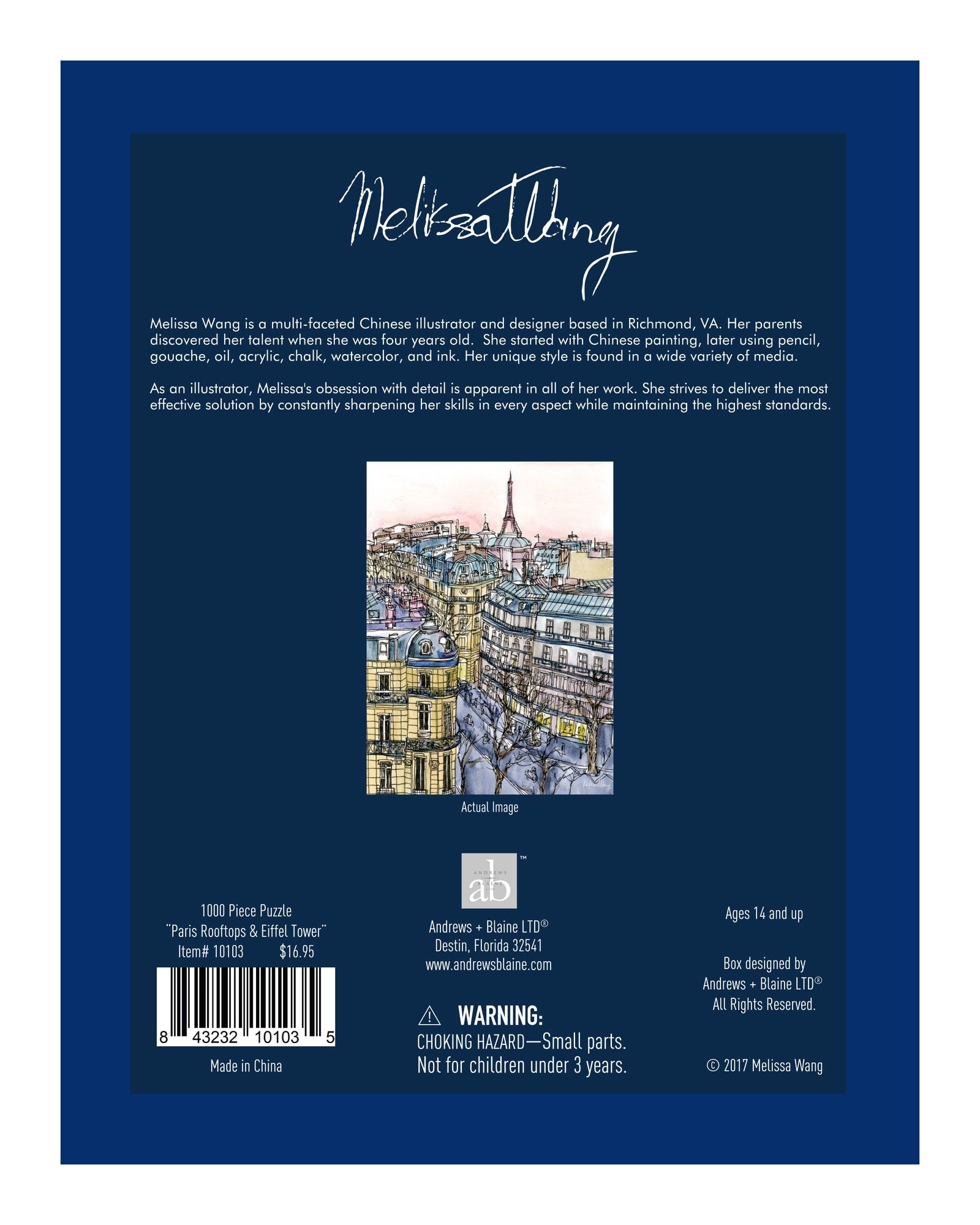 1,000 Pc Puzzle Paris Rooftops & Eiffel Tower - Melissa Wang