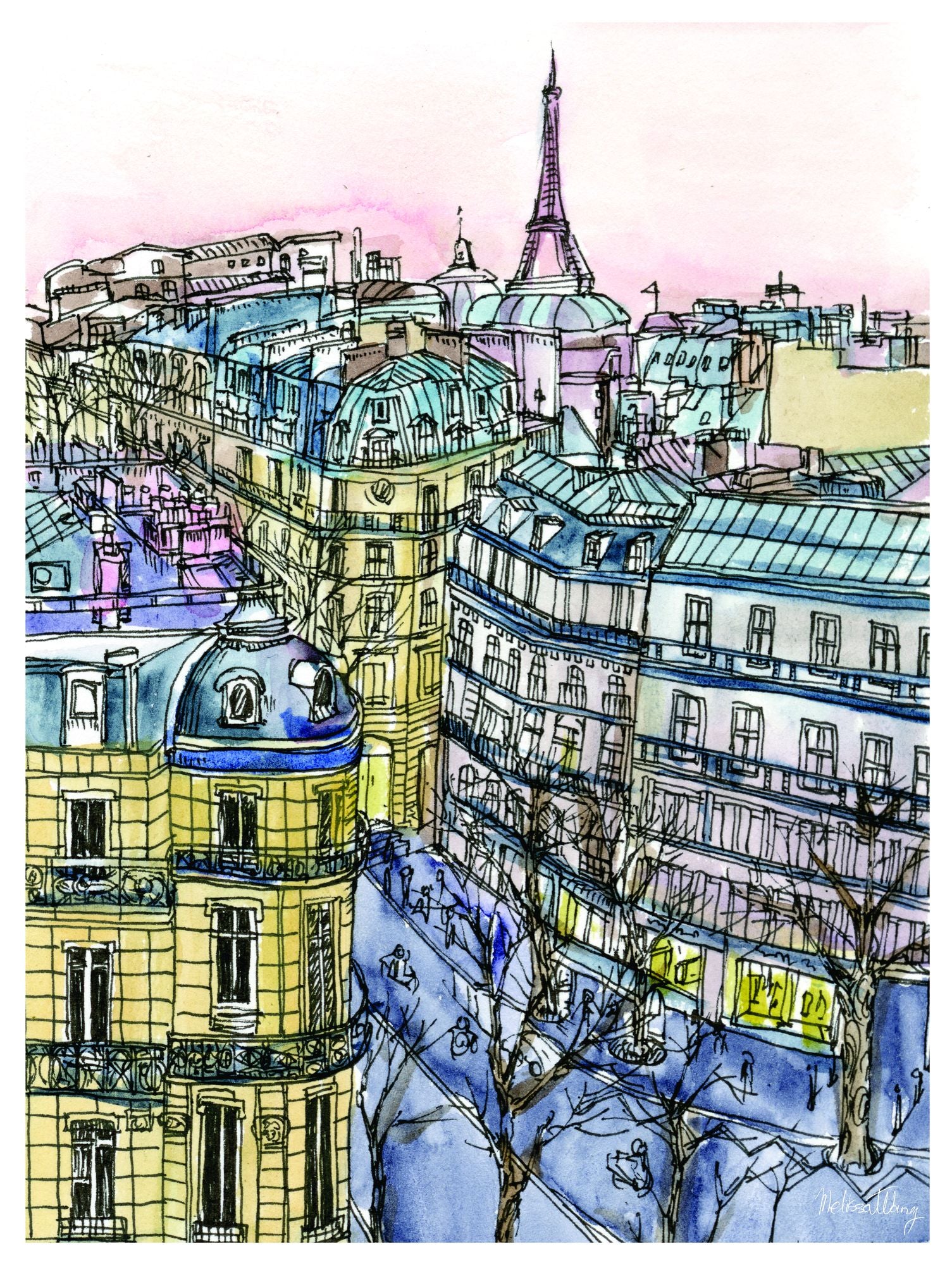 1,000 Pc Puzzle Paris Rooftops & Eiffel Tower - Melissa Wang