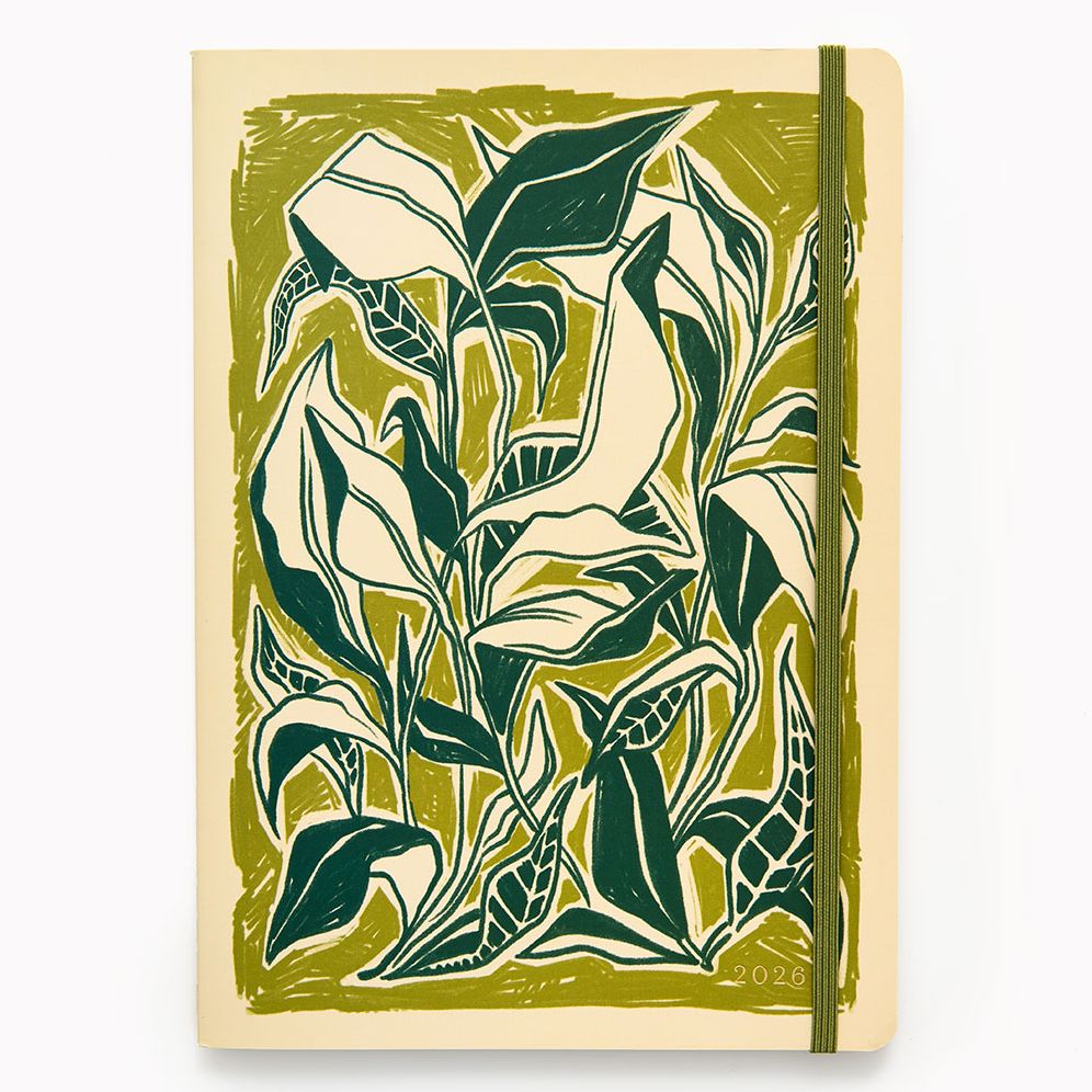 2025-2026 Paper Source Romantic Greenery Monthly Desk Planner