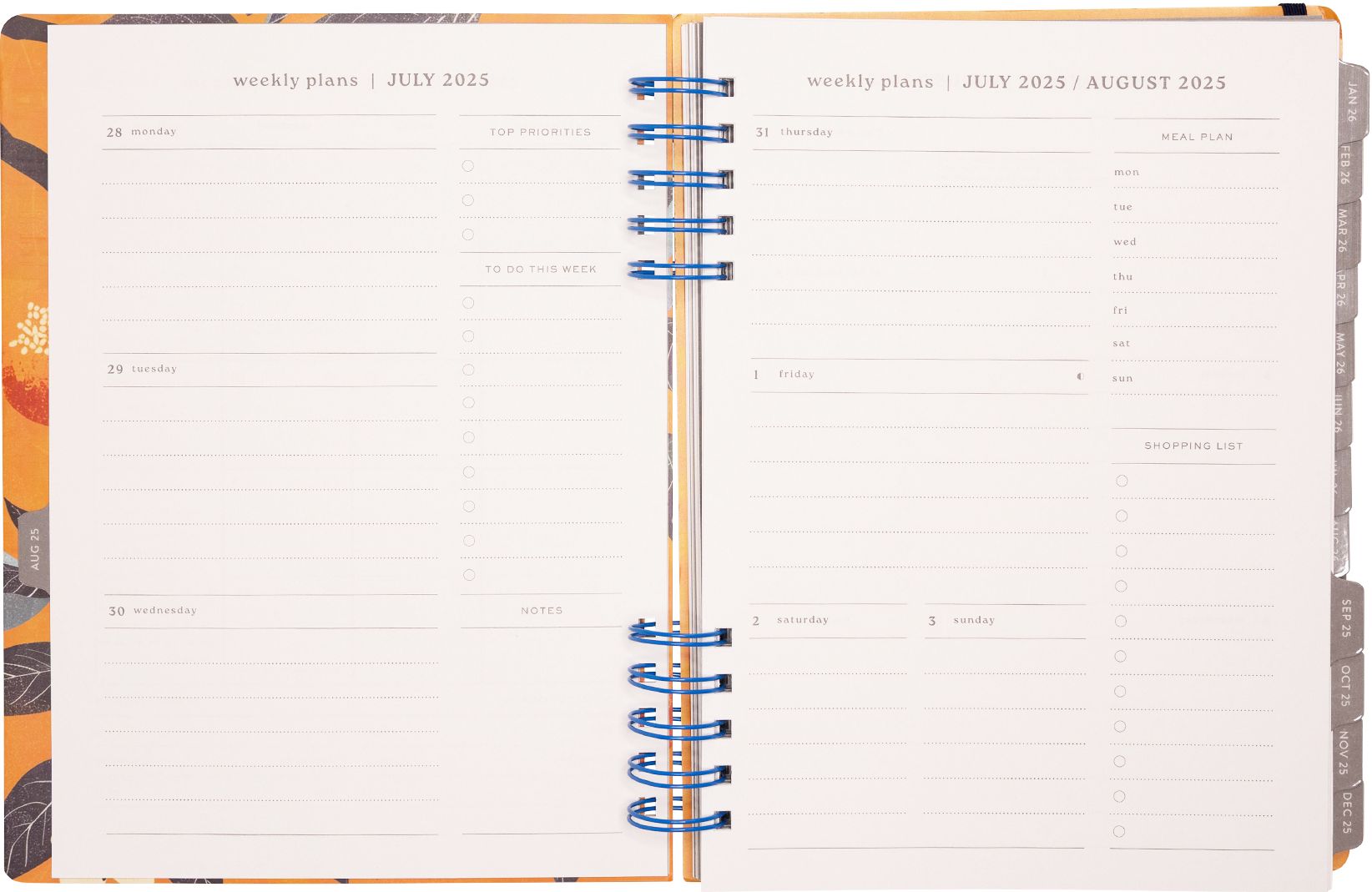 2025-2026 WN Pastel Citrus Weekly Desk Planner