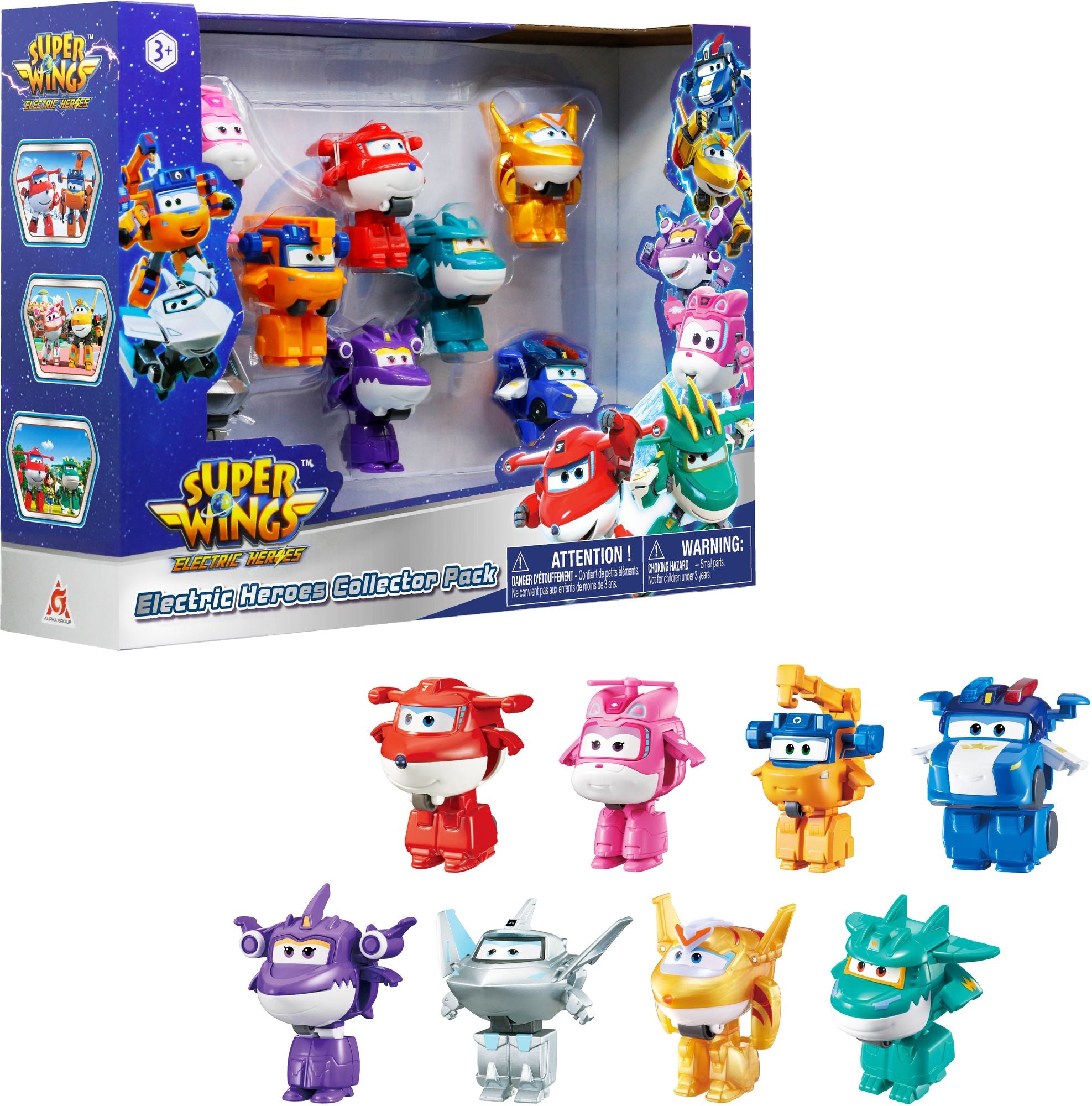 Super Wings 2" Transform-a-Bots 8pk (Jett, Dizzy, Marty, Tino, Sally, Traver, Golden Boy, Lucie)