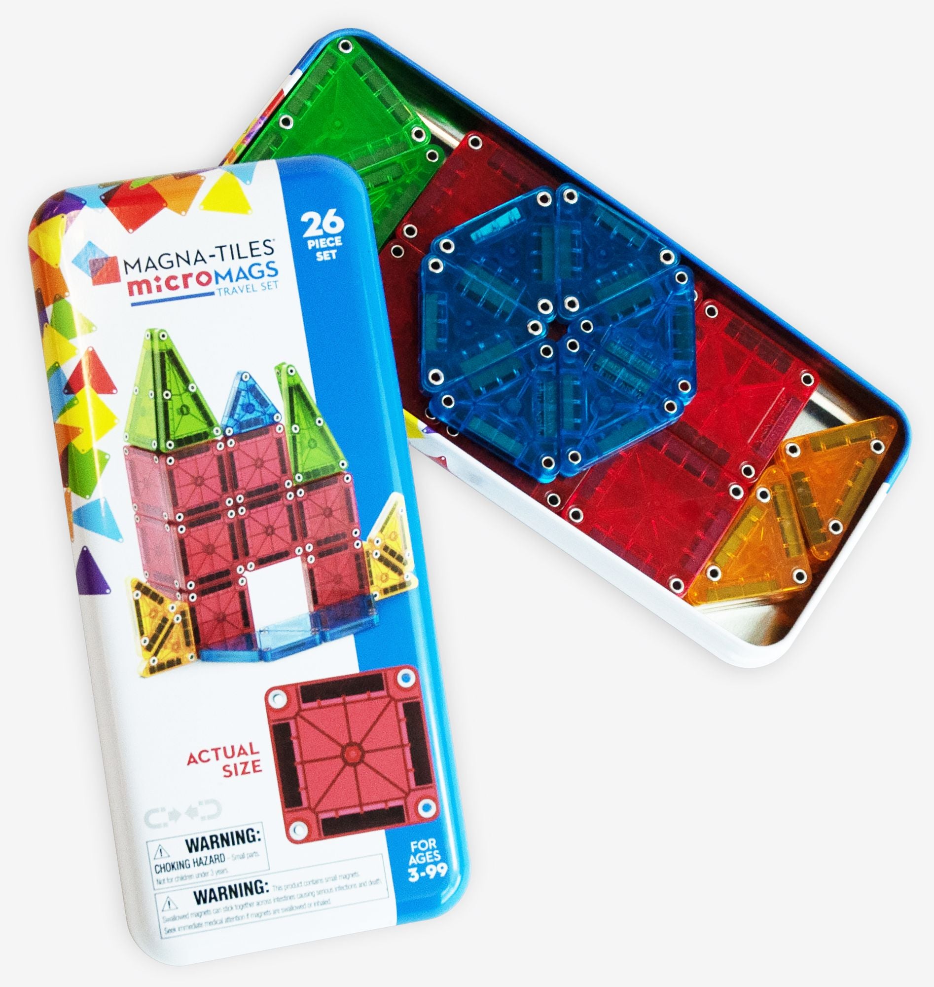 MAGNA-TILES microMAGS Travel Set, 26-Piece Magnetic Construction Set, The ORIGINAL Magnetic Building Brand