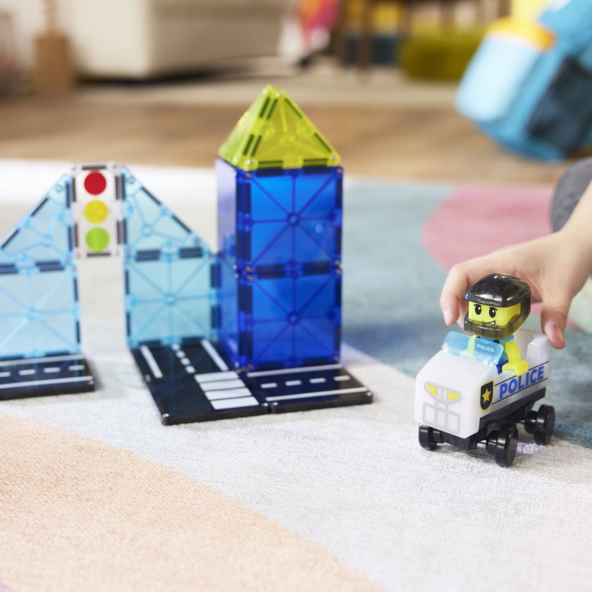 MAGNA-TILES® Police Patrol 20-Piece Magnetic Construction Set, The Original Magnetic Building Brand
