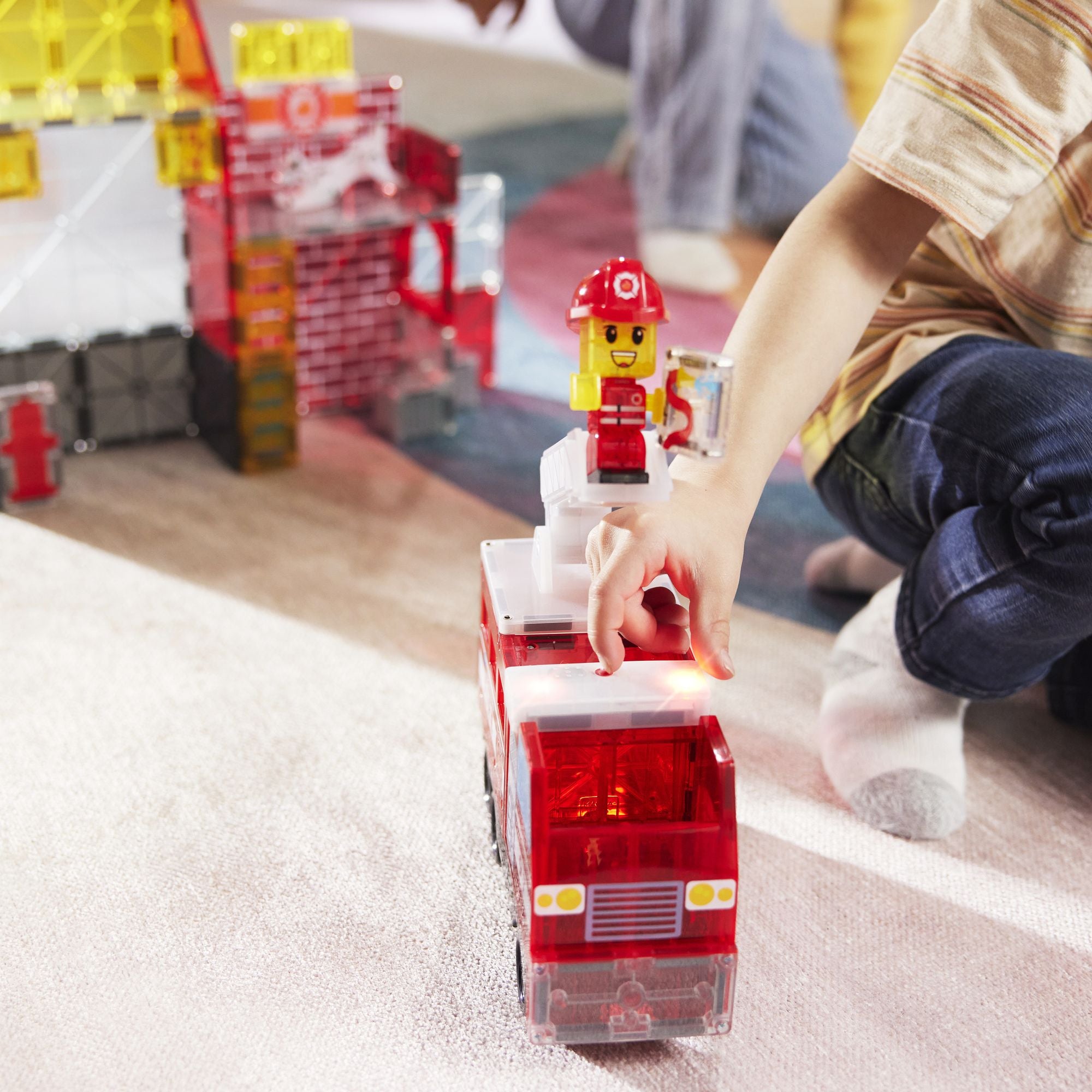 MAGNA-TILES® Fire Station 50-Piece Magnetic Construction Set, The Original Magnetic Building Brand