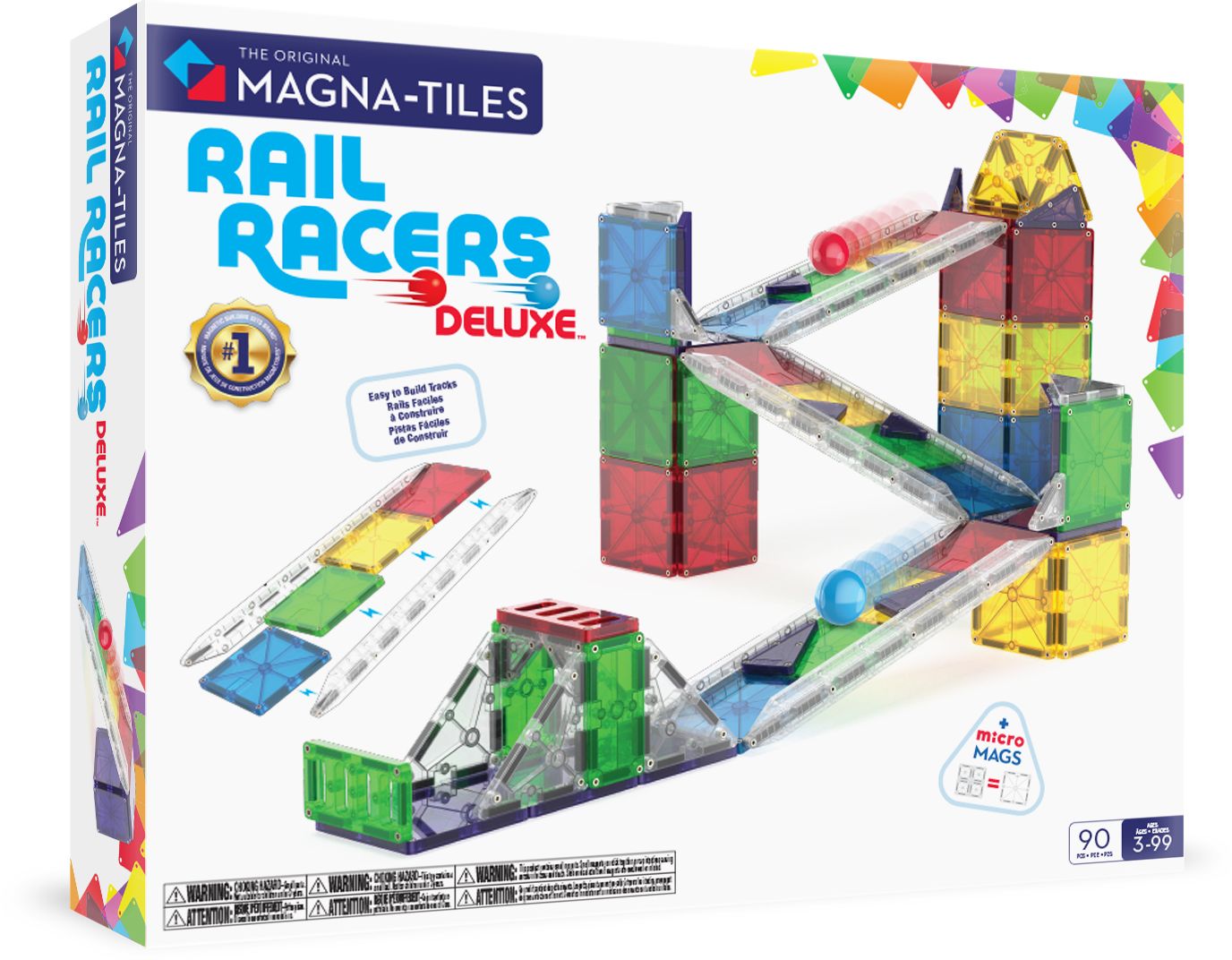MAGNA-TILES® Rail Racers Deluxe 90-Piece Magnetic Construction Set, The Original Magnetic Building Brand