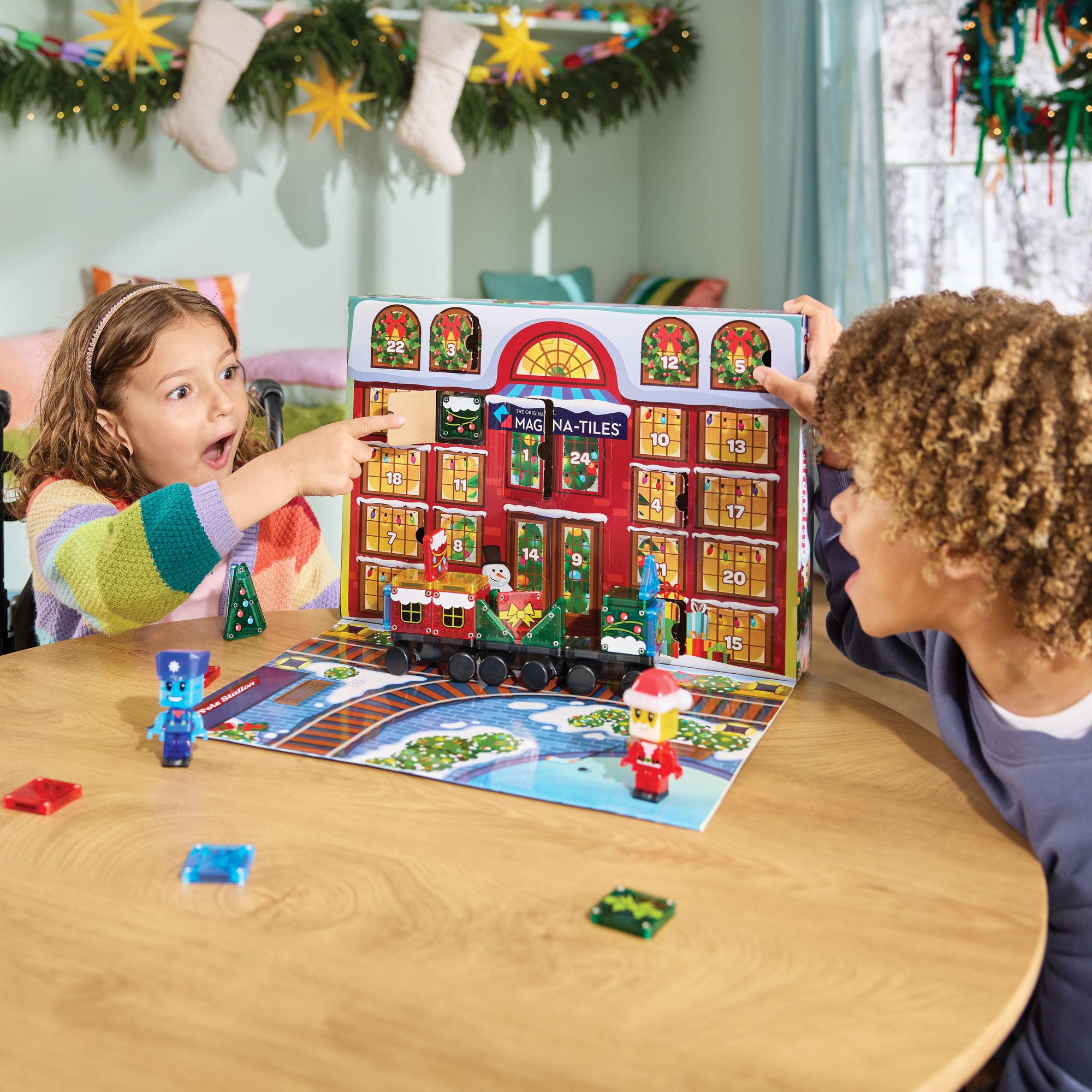 MAGNA-TILES® Advent Calendar 34-Piece Magnetic Construction Set, The Original Magnetic Building Brand