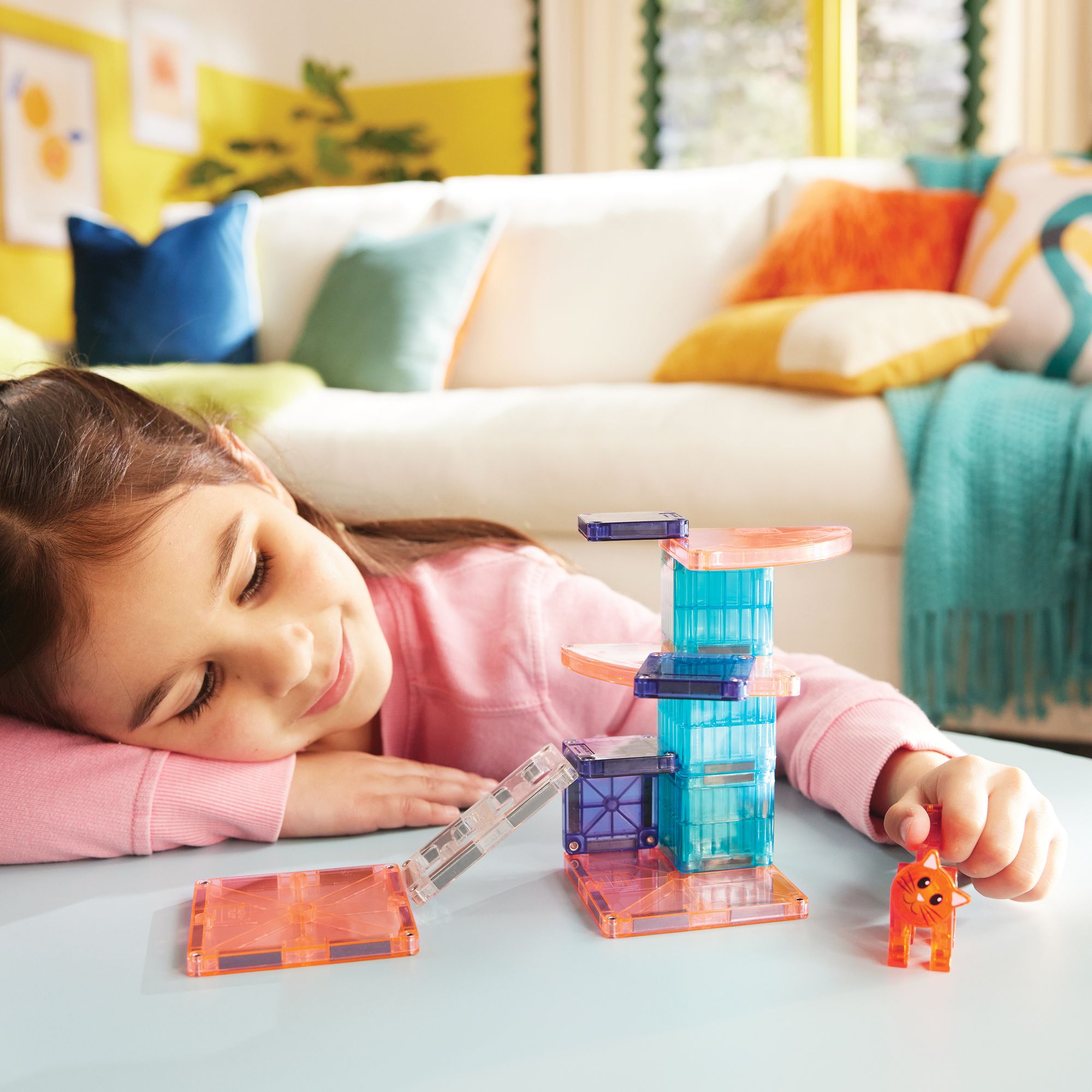 MAGNA-TILES® Cat Tree 13-Piece Magnetic Construction Set, The Original Magnetic Building Brand