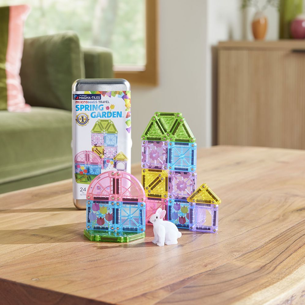 MAGNA-TILES® microMAGS Spring Garden Travel Set 24-Piece Magnetic Construction Set, The Original Magnetic Building Brand