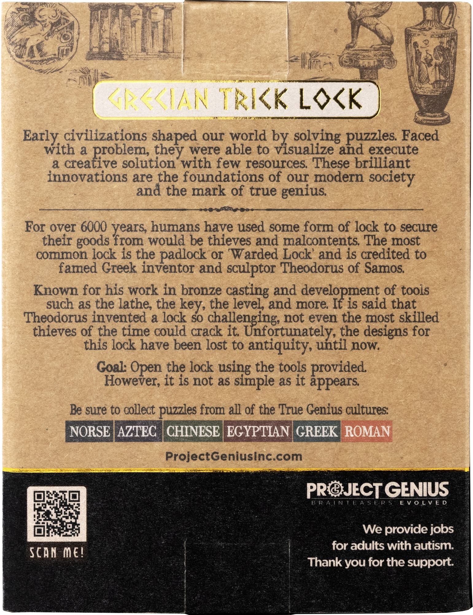 True Genius Grecian Trick Lock Brainteaser Puzzle