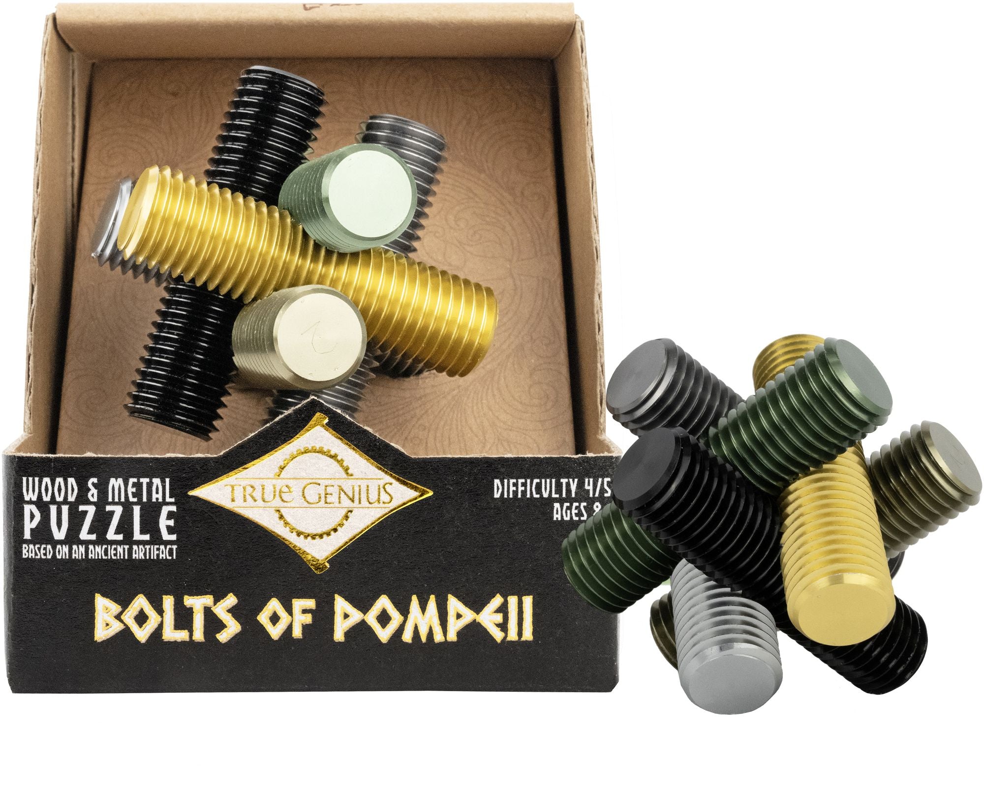True Genius Metal - Bolts of Pompei Brainteaser Puzzle