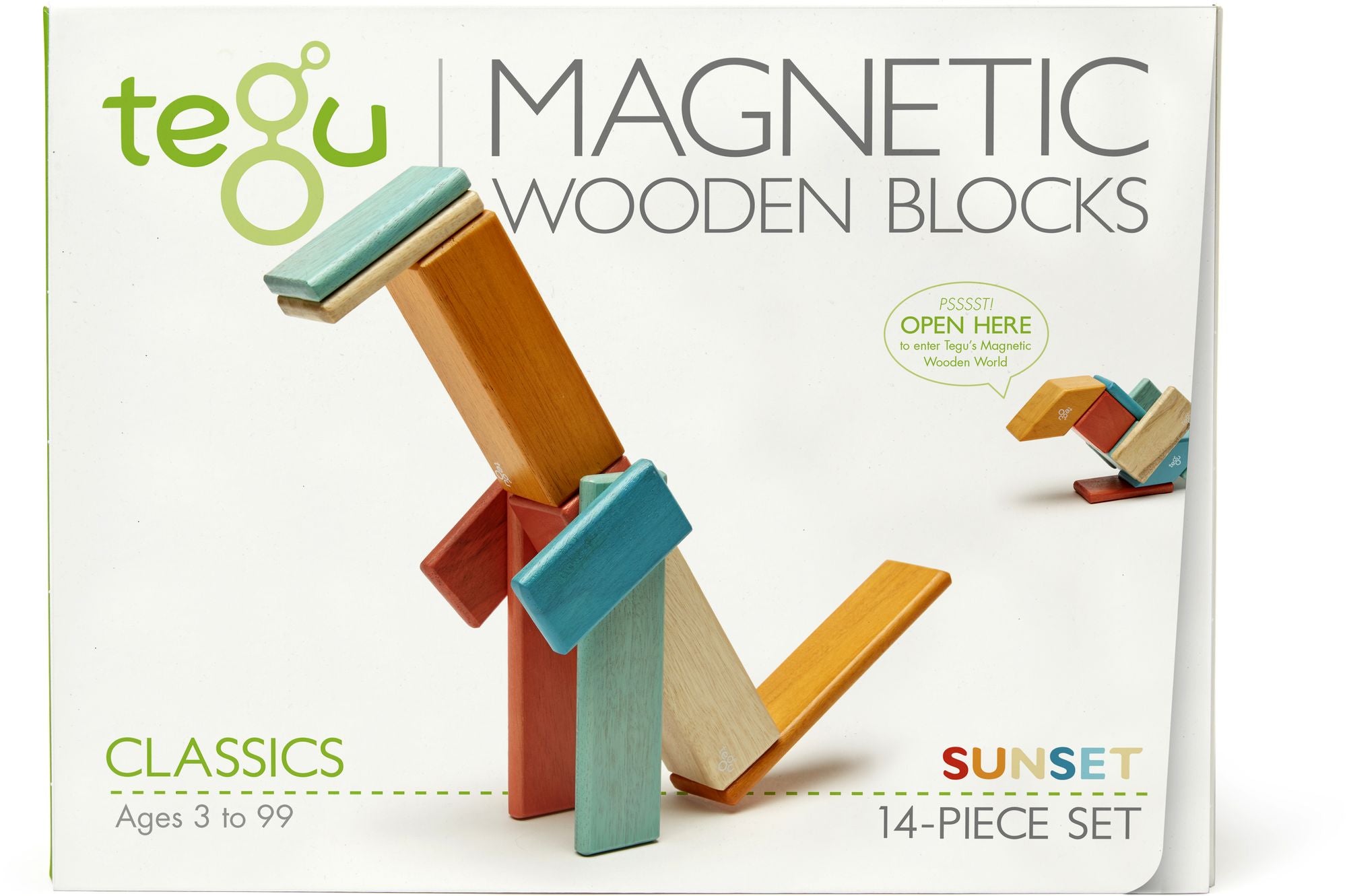14 Piece Tegu Magnetic Wooden Block Set, Sunset