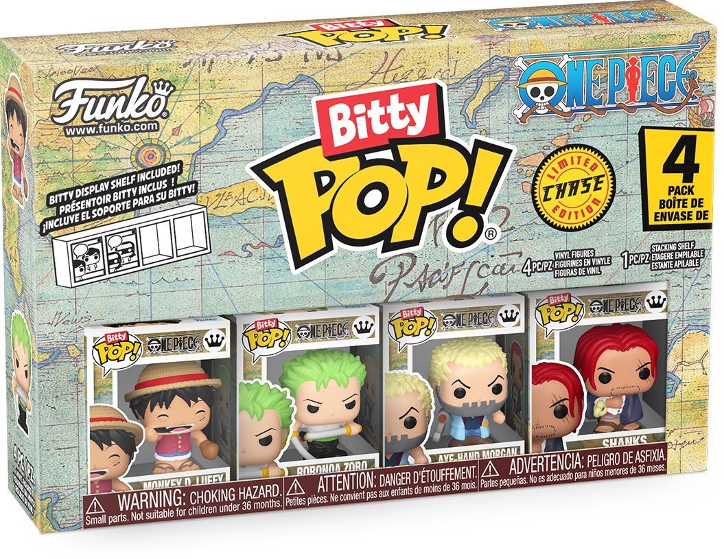 Funko Bitty POP! 4 Pack: One Piece, Luffy, Zoro, Morgan and a surprise Bitty POP! Collectable Figures